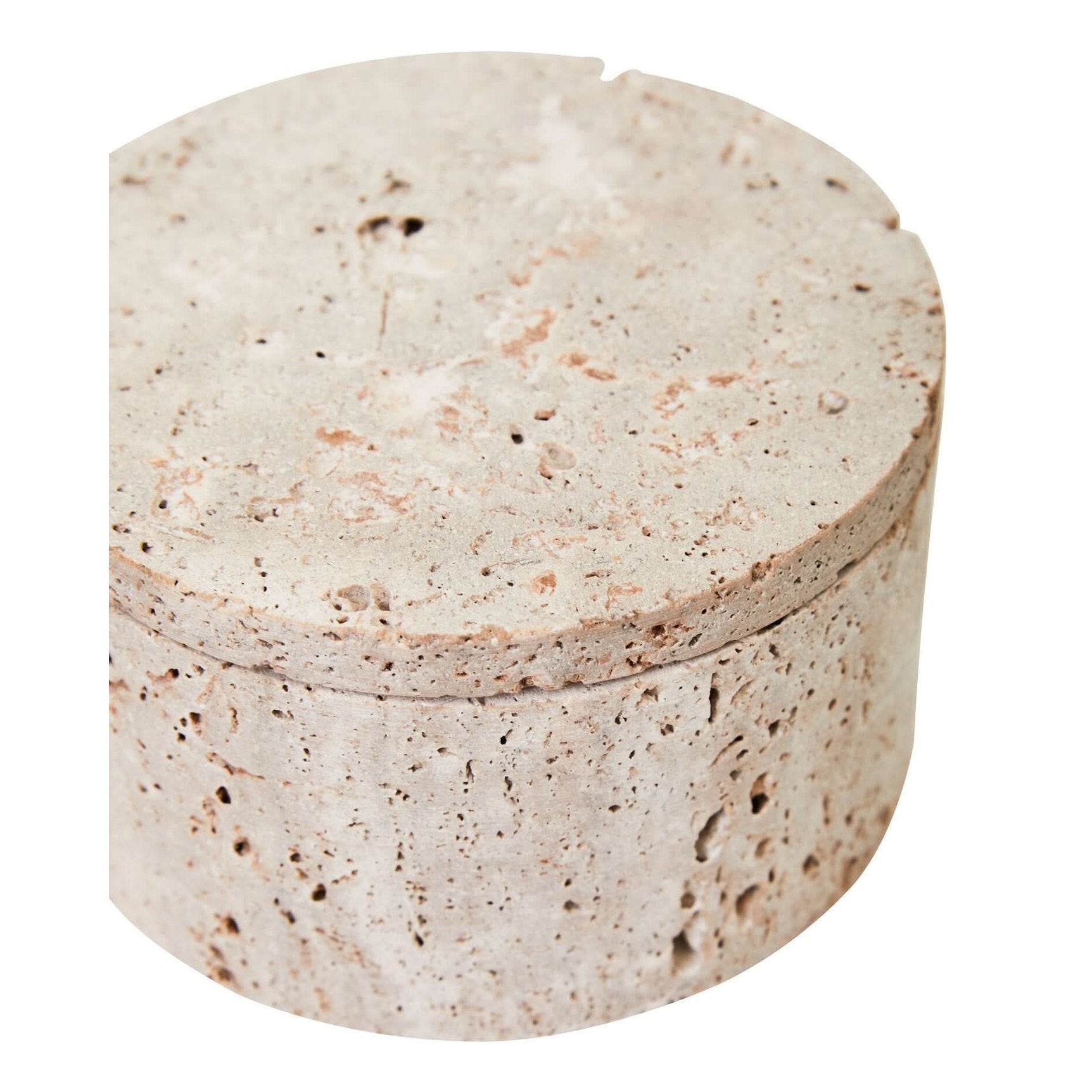 Tibor Travertine Round Trinket Box   Nicholas John Interiors