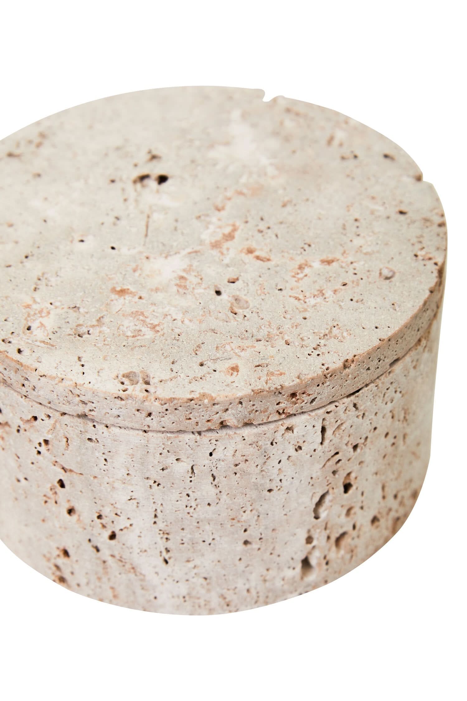 Tibor Travertine Round Trinket Box   Nicholas John Interiors