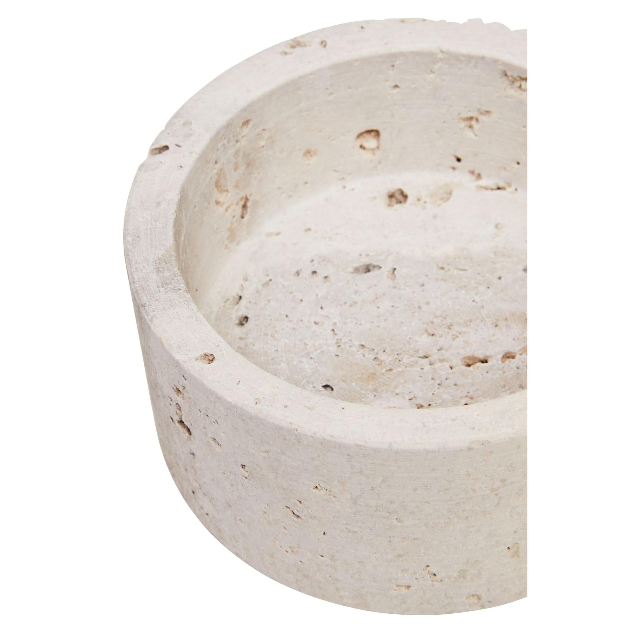 Tibor Travertine Round Trinket Box   Nicholas John Interiors