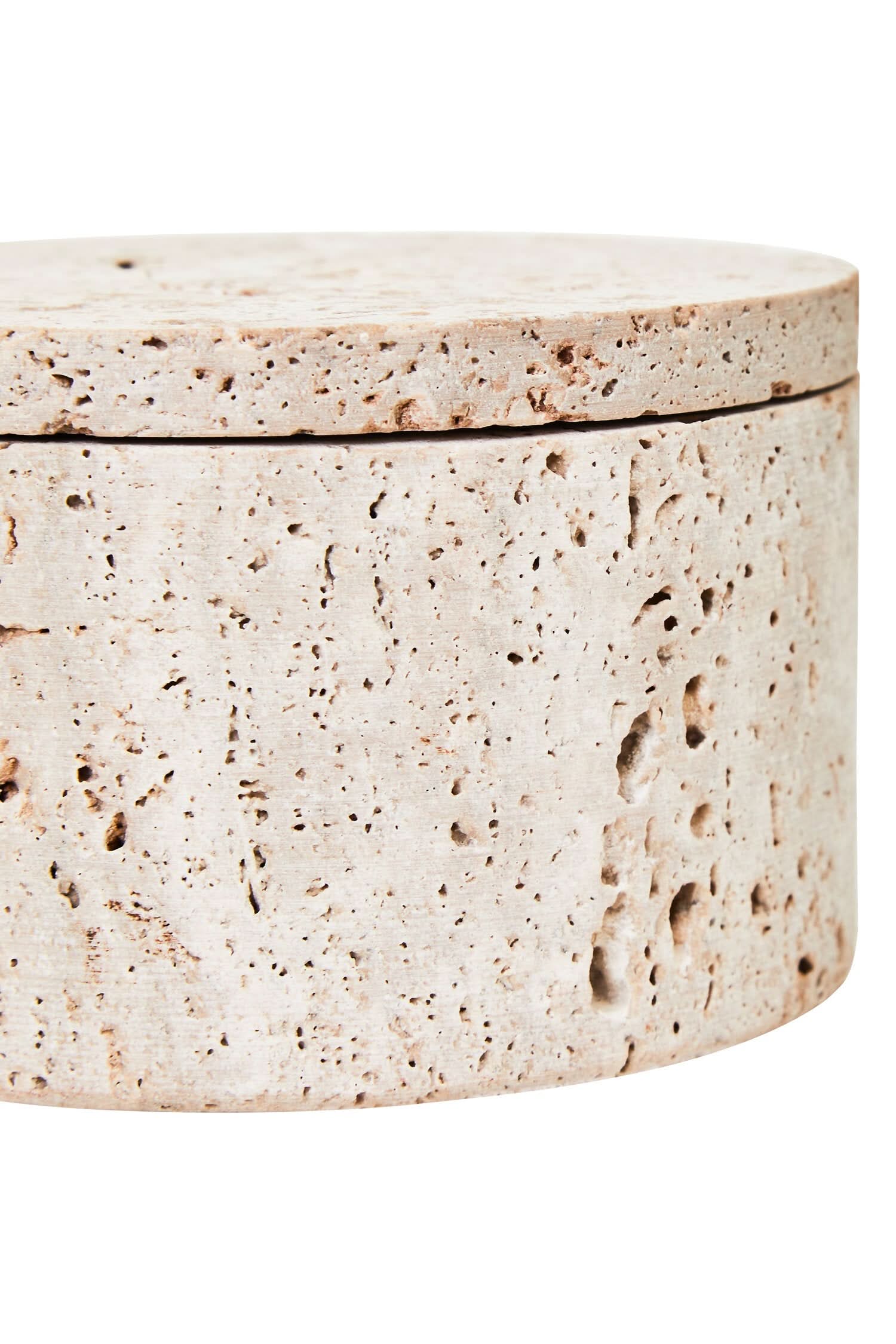 Tibor Travertine Round Trinket Box   Nicholas John Interiors