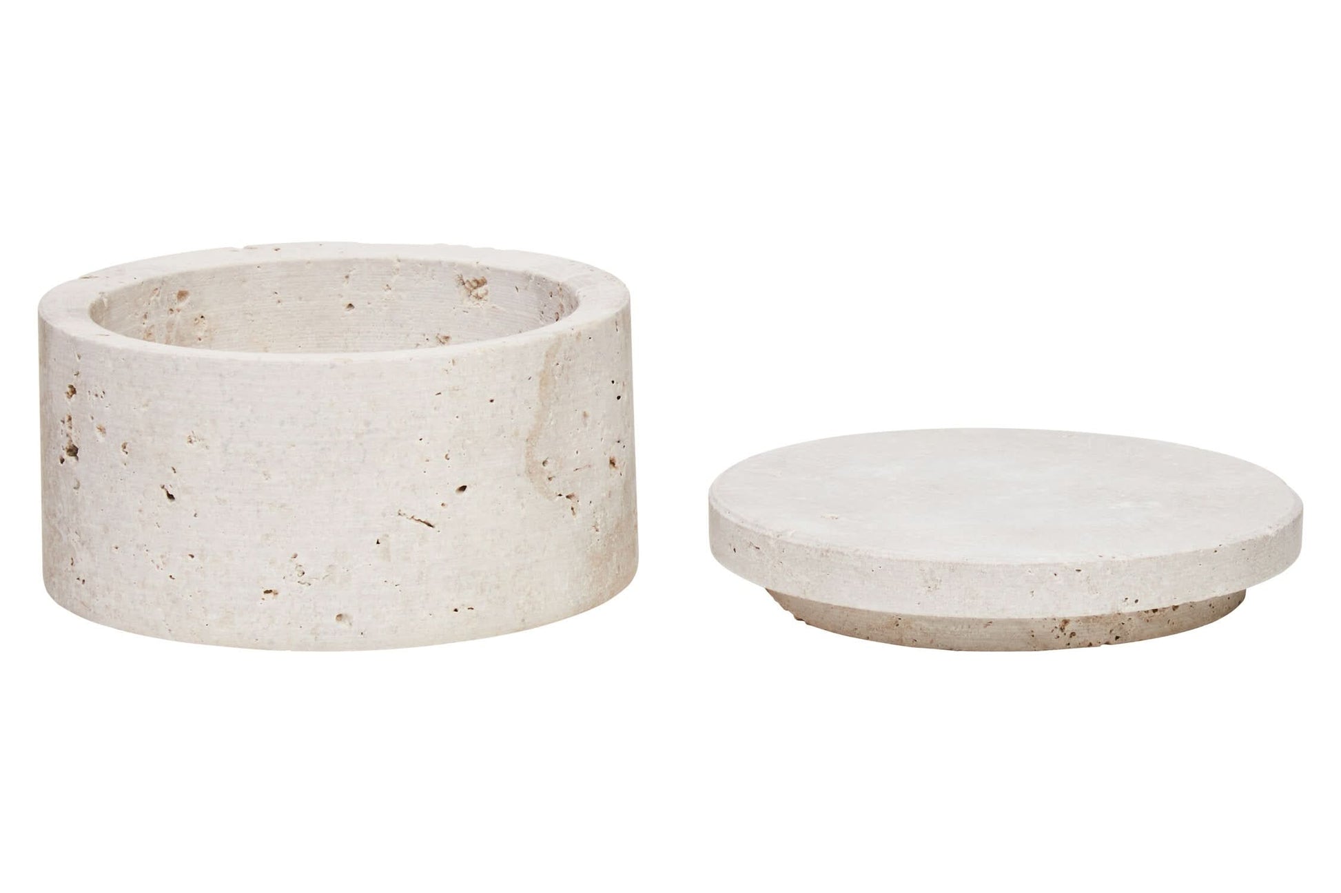 Tibor Travertine Round Trinket Box   Nicholas John Interiors