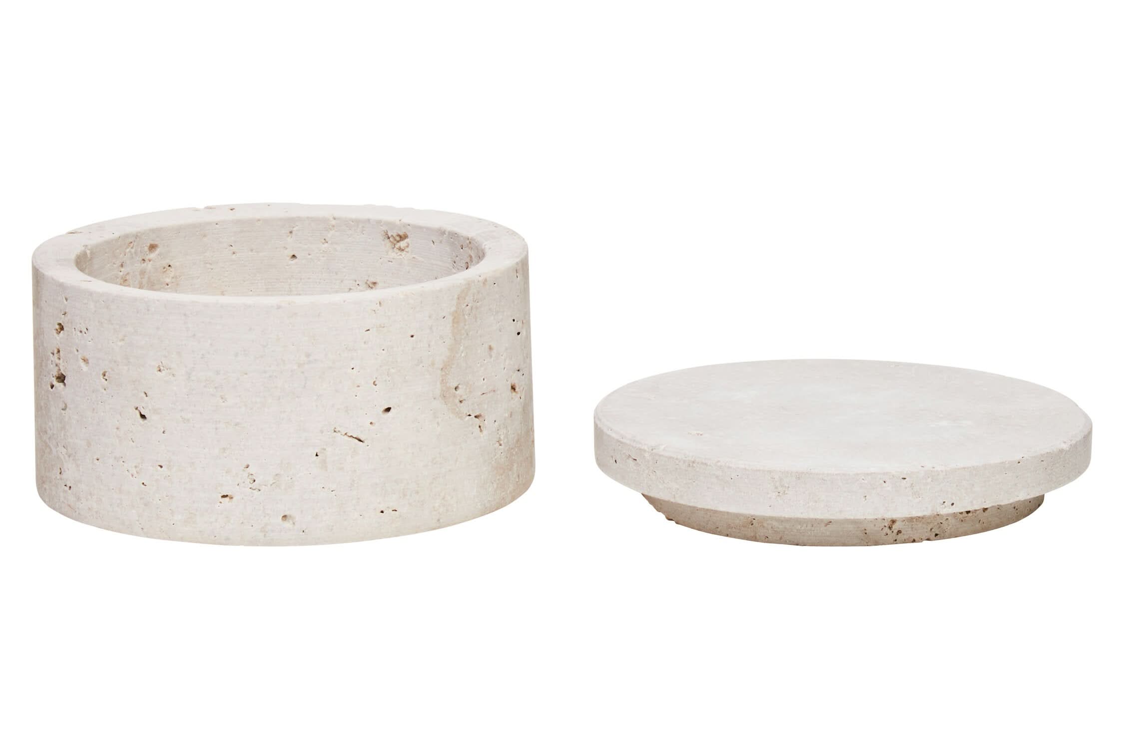 Tibor Travertine Round Trinket Box   Nicholas John Interiors