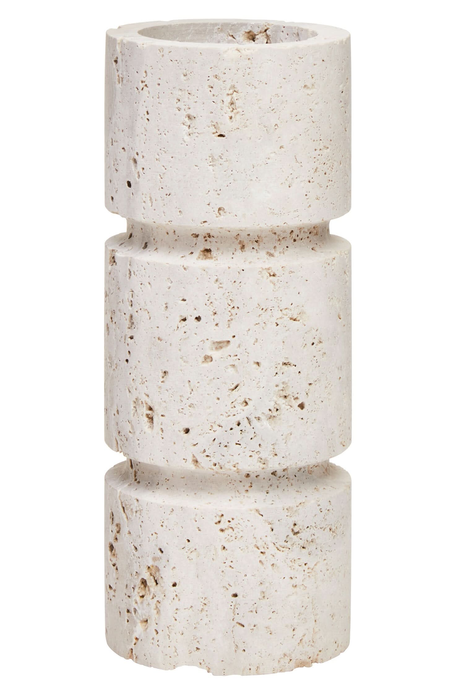 Tibor Travertine Small Candle Holder   Nicholas John Interiors