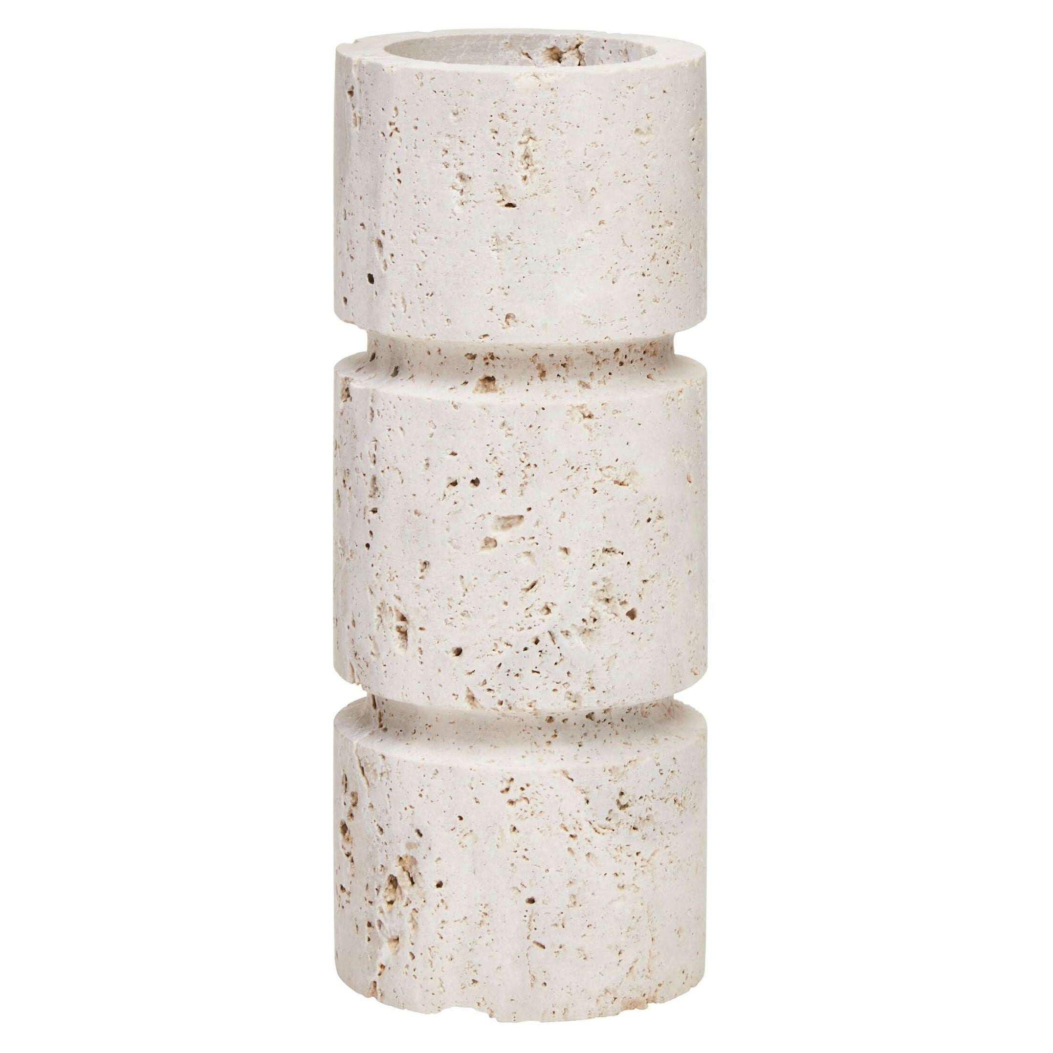 Tibor Travertine Small Candle Holder   Nicholas John Interiors