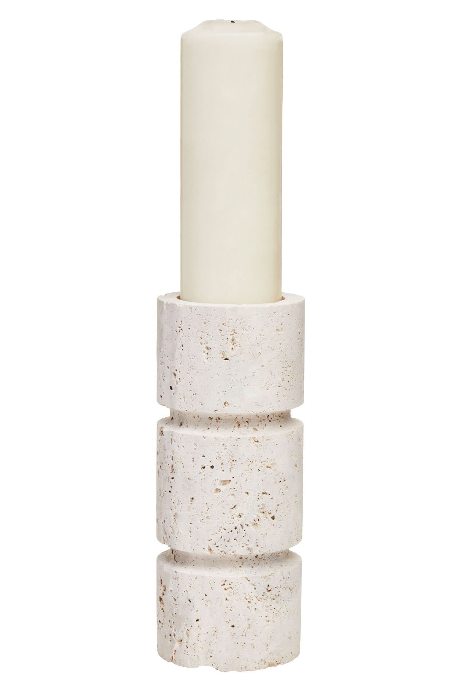 Tibor Travertine Small Candle Holder   Nicholas John Interiors