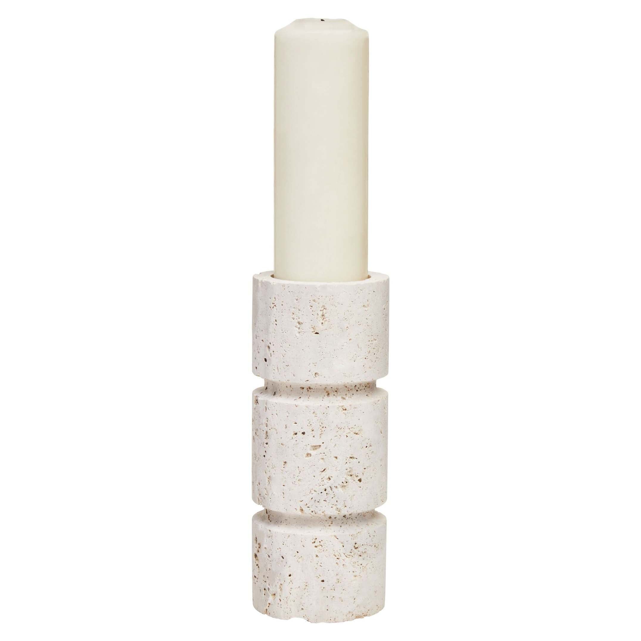 Tibor Travertine Small Candle Holder   Nicholas John Interiors