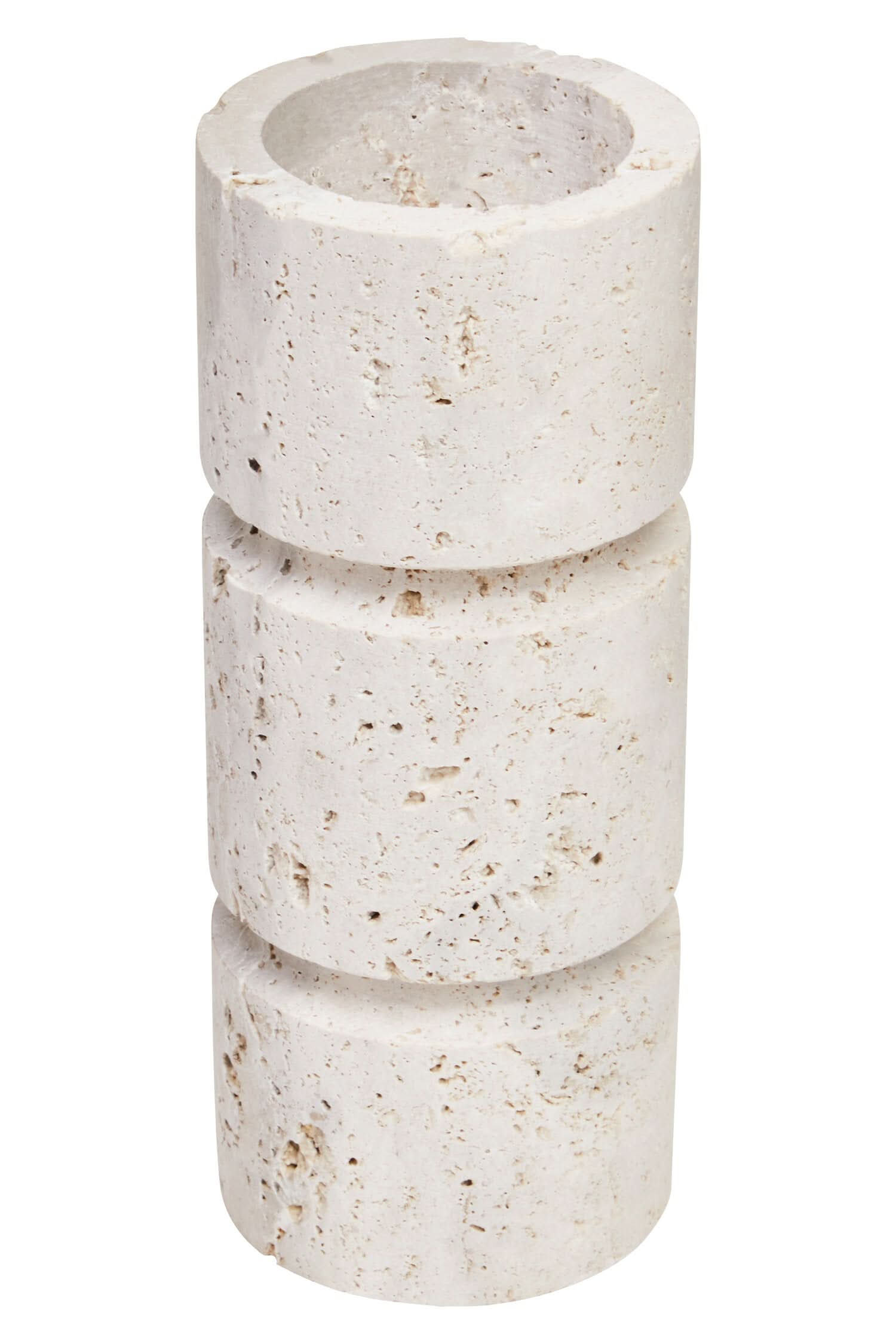Tibor Travertine Small Candle Holder   Nicholas John Interiors
