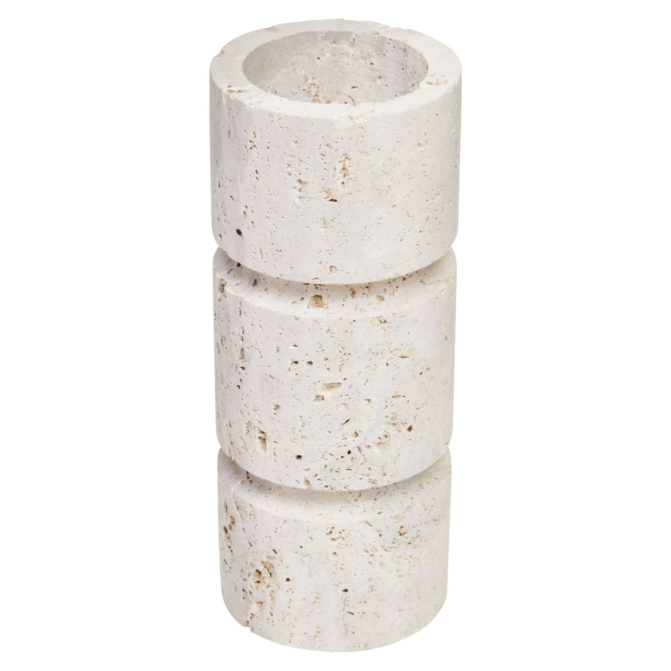 Tibor Travertine Small Candle Holder   Nicholas John Interiors
