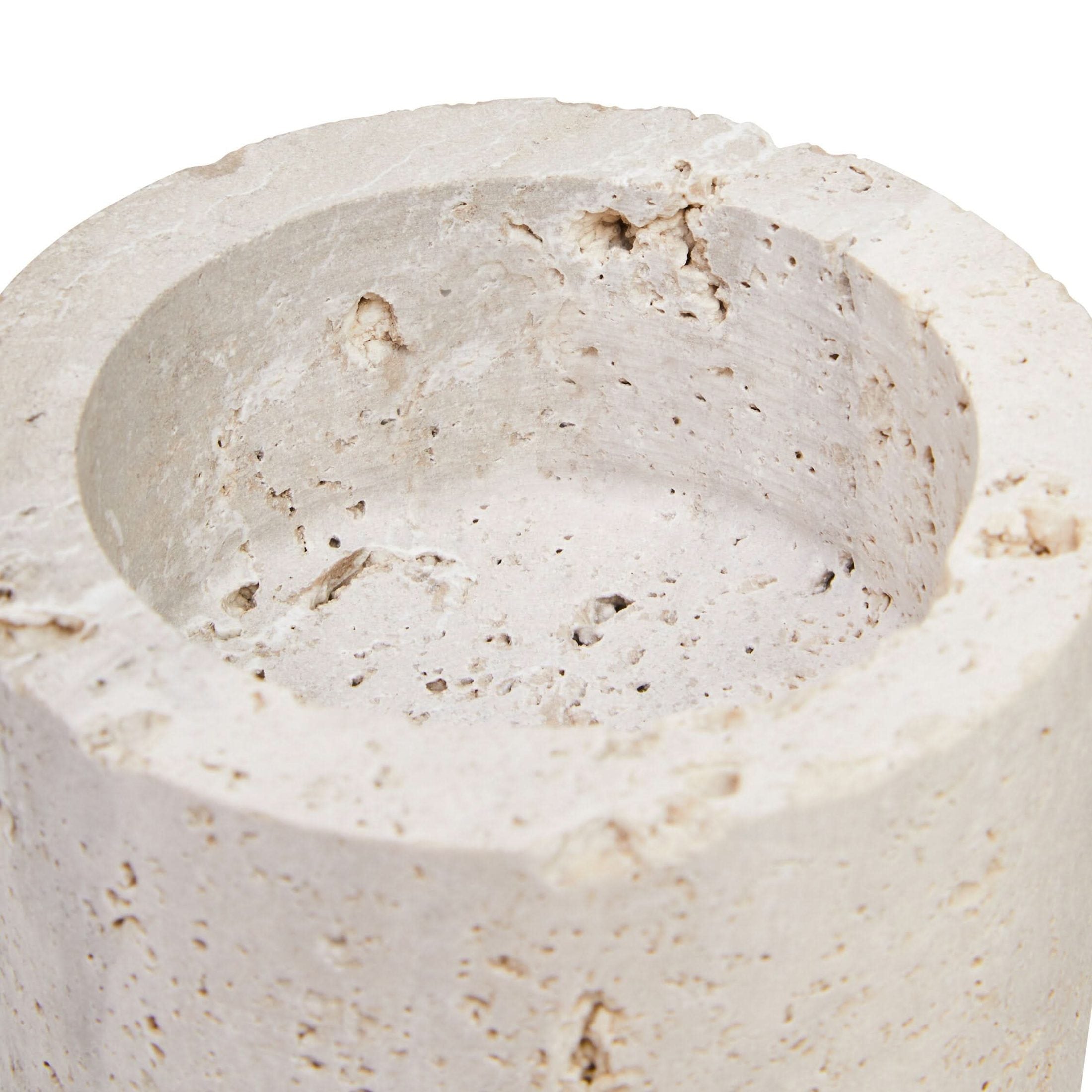 Tibor Travertine Small Candle Holder   Nicholas John Interiors