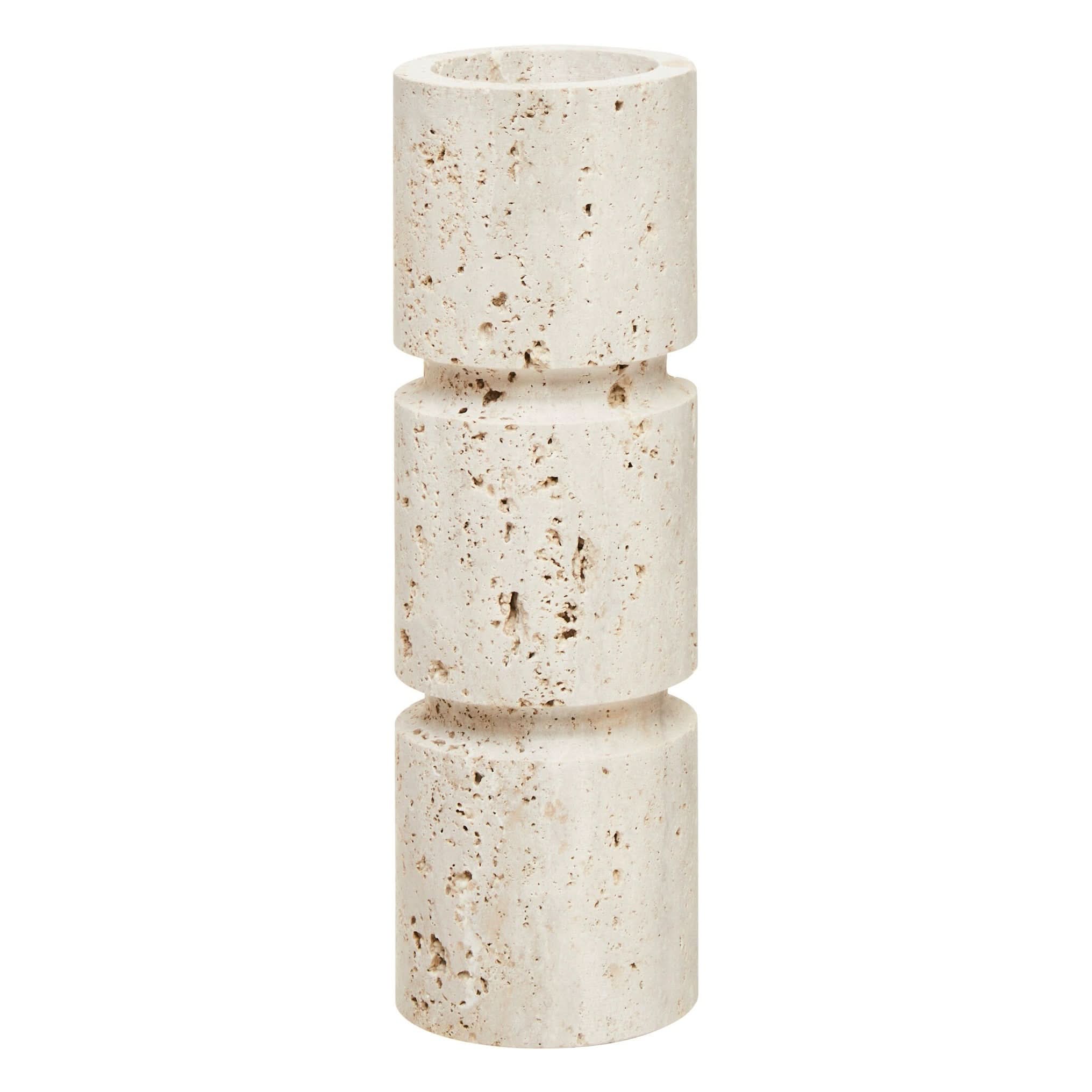 Tibor Travertine Large Candle Holder   Nicholas John Interiors