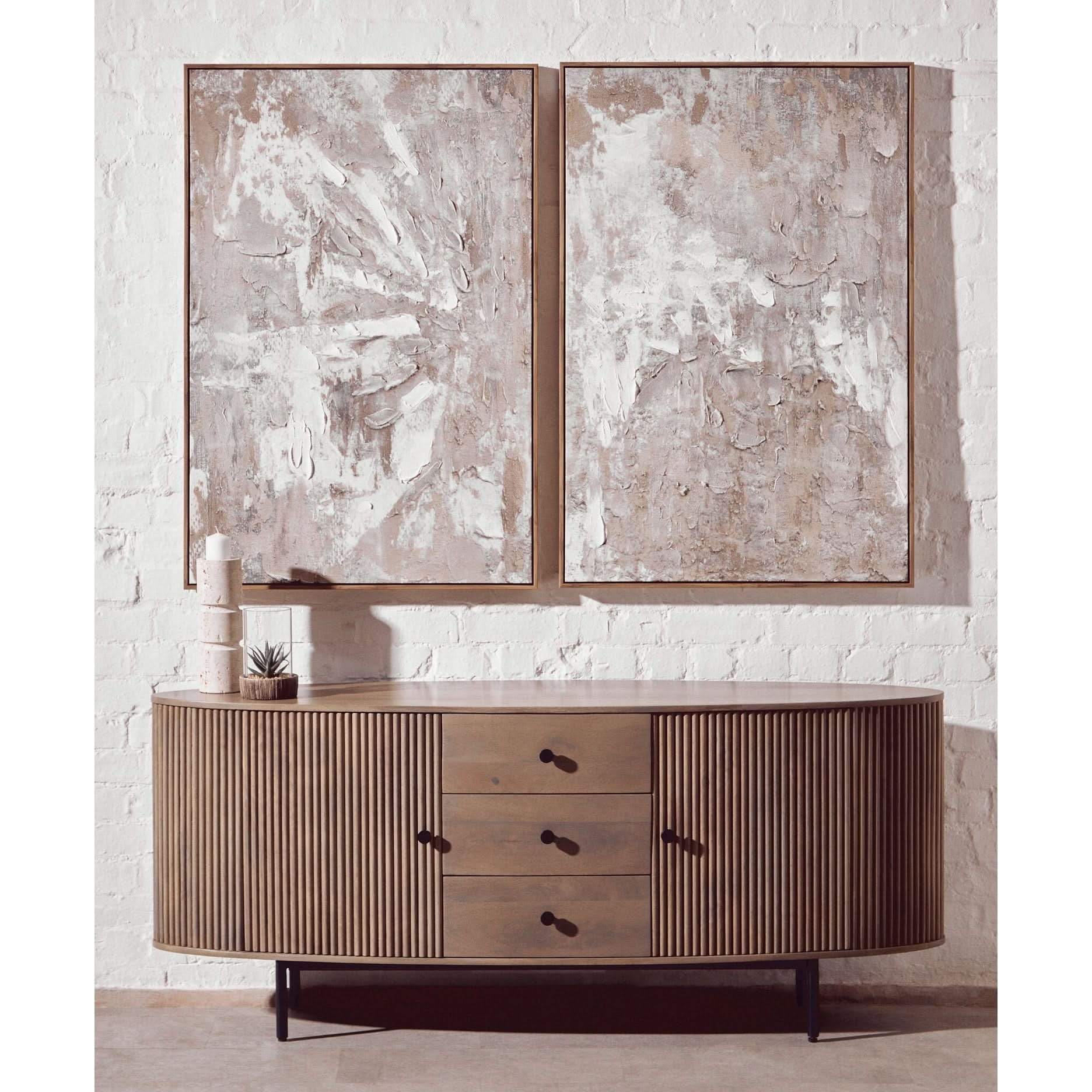 Tibor Travertine Large Candle Holder   Nicholas John Interiors