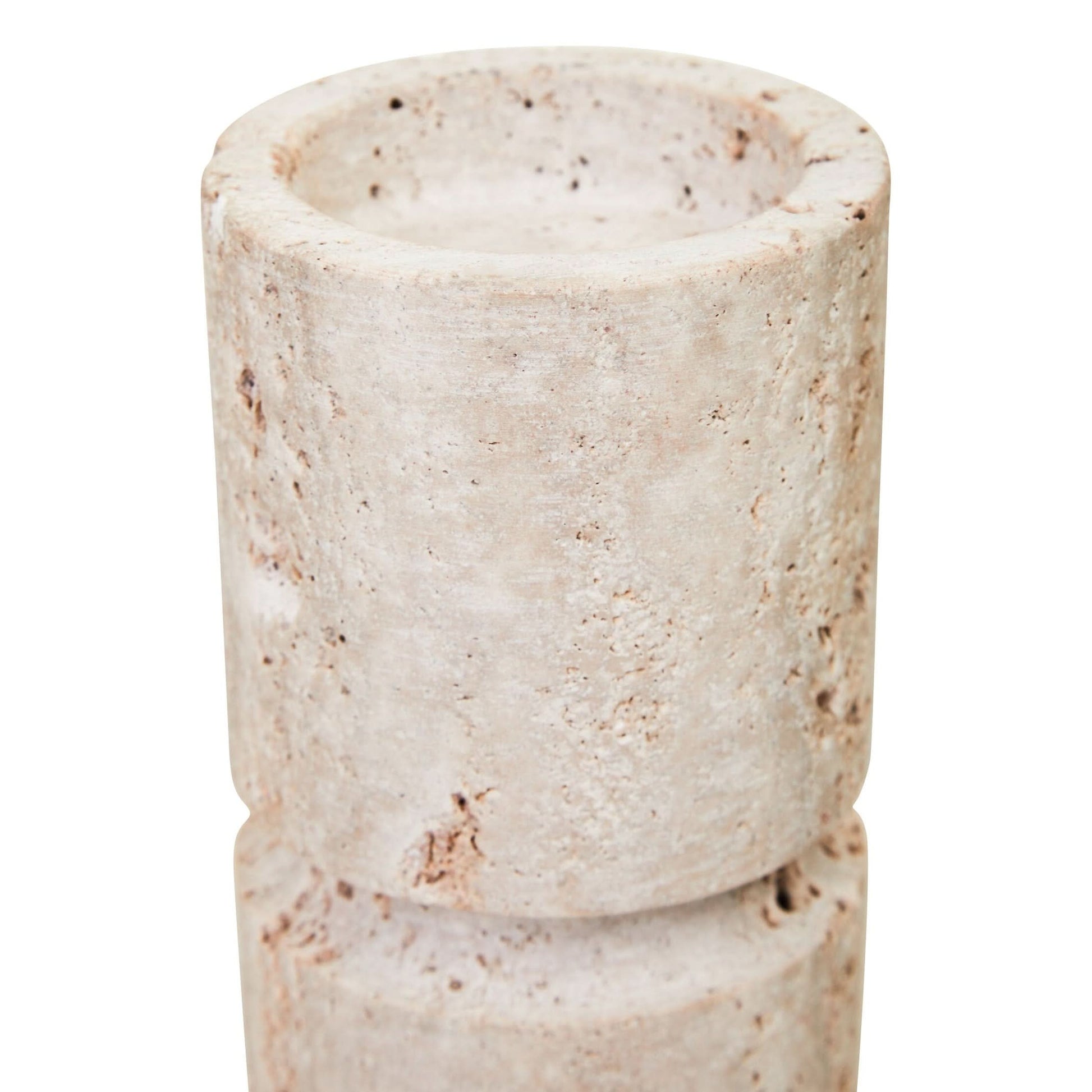 Tibor Travertine Large Candle Holder   Nicholas John Interiors