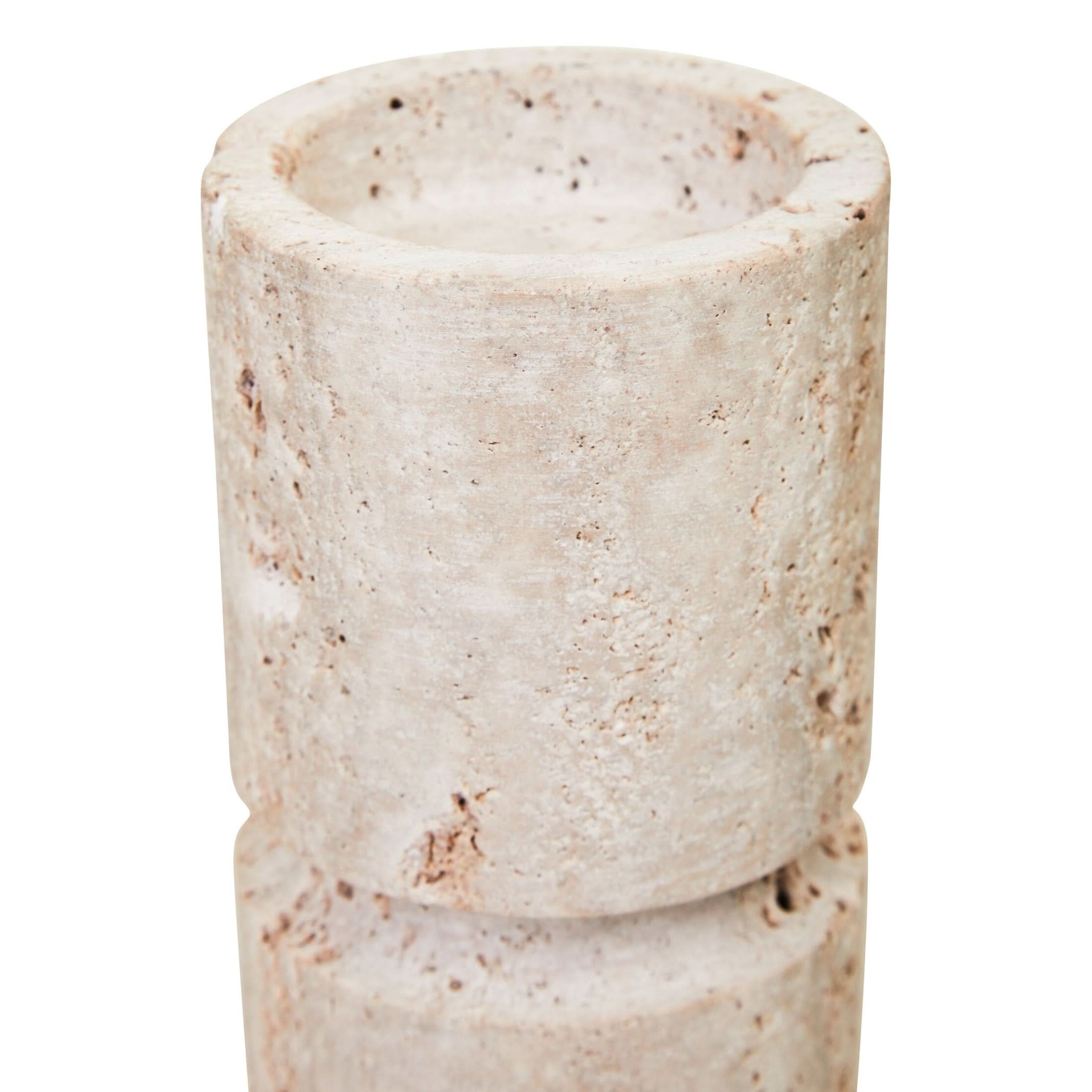 Tibor Travertine Large Candle Holder   Nicholas John Interiors