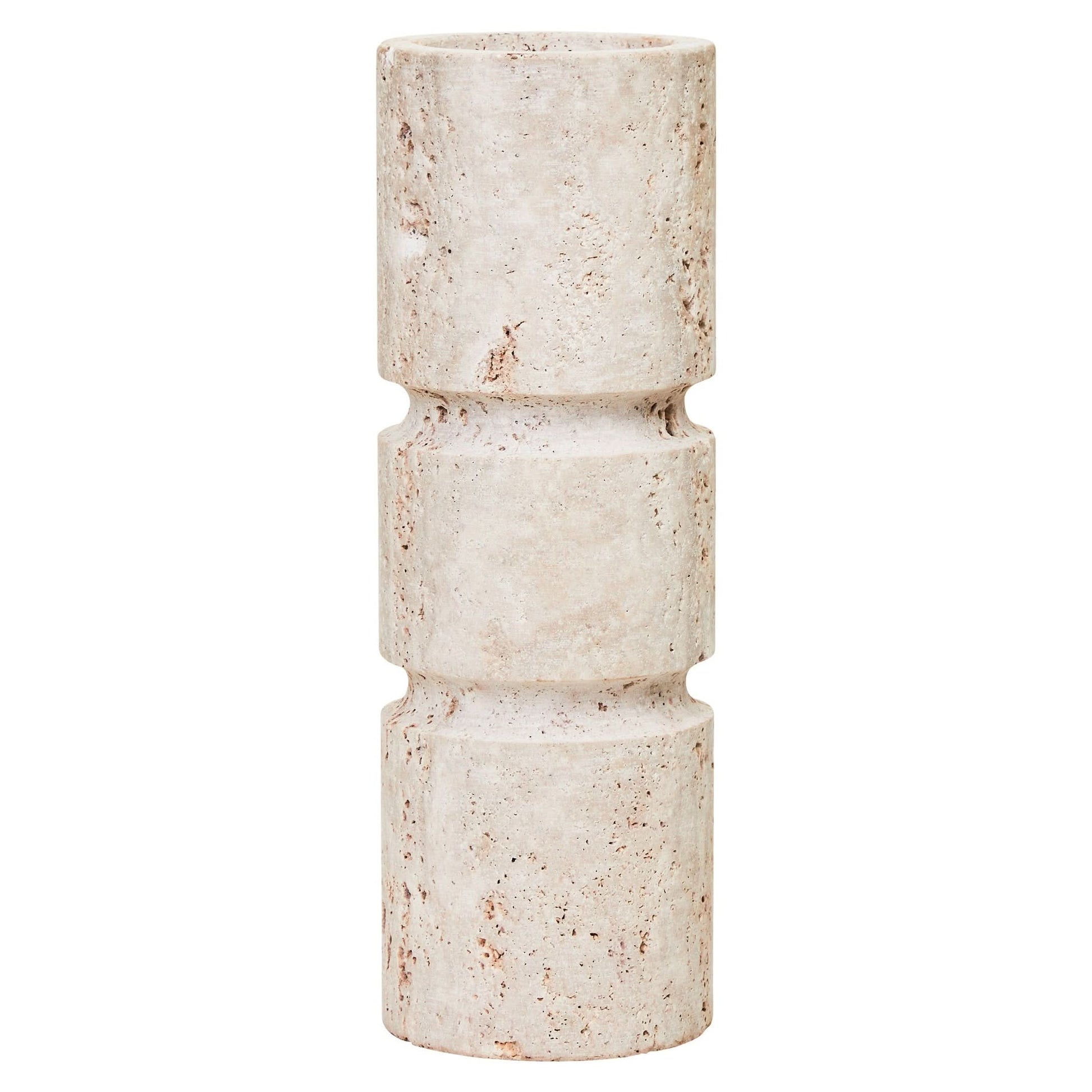 Tibor Travertine Large Candle Holder   Nicholas John Interiors