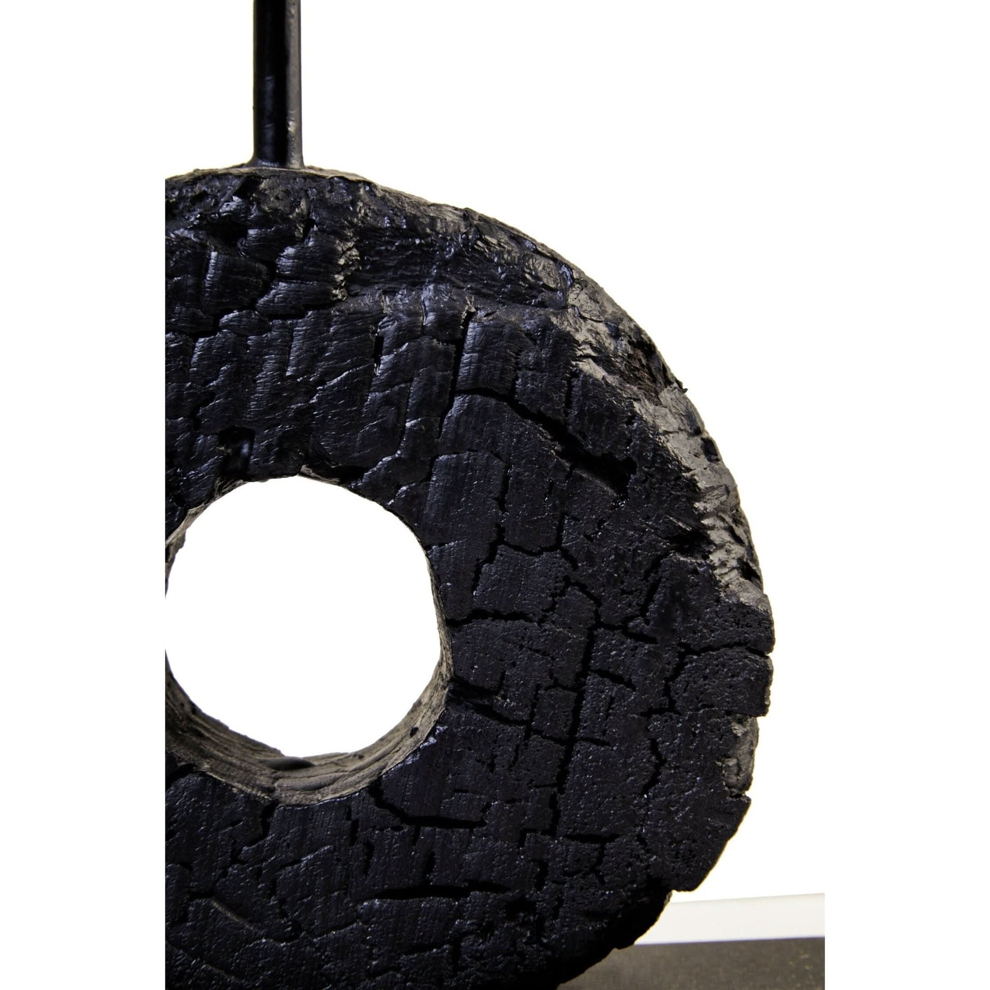 Fidel Small Charred Black Mango Wood Log Candle Holder   Nicholas John Interiors
