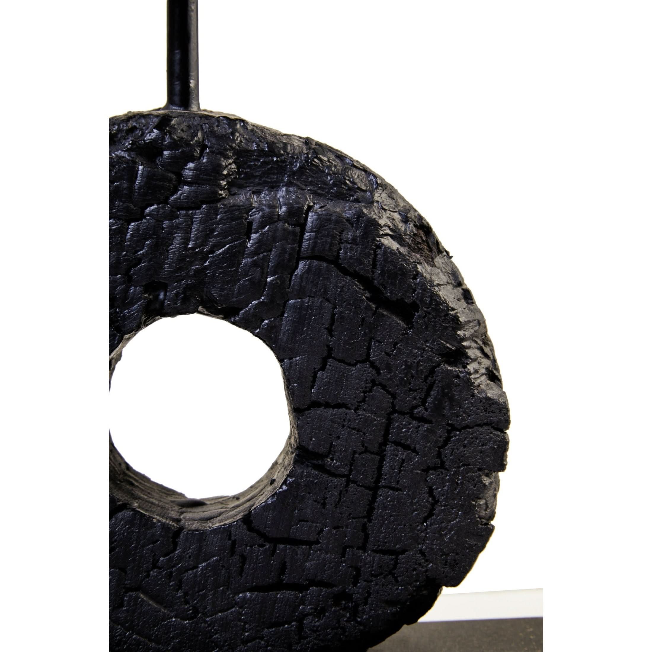 Fidel Small Charred Black Mango Wood Log Candle Holder   Nicholas John Interiors