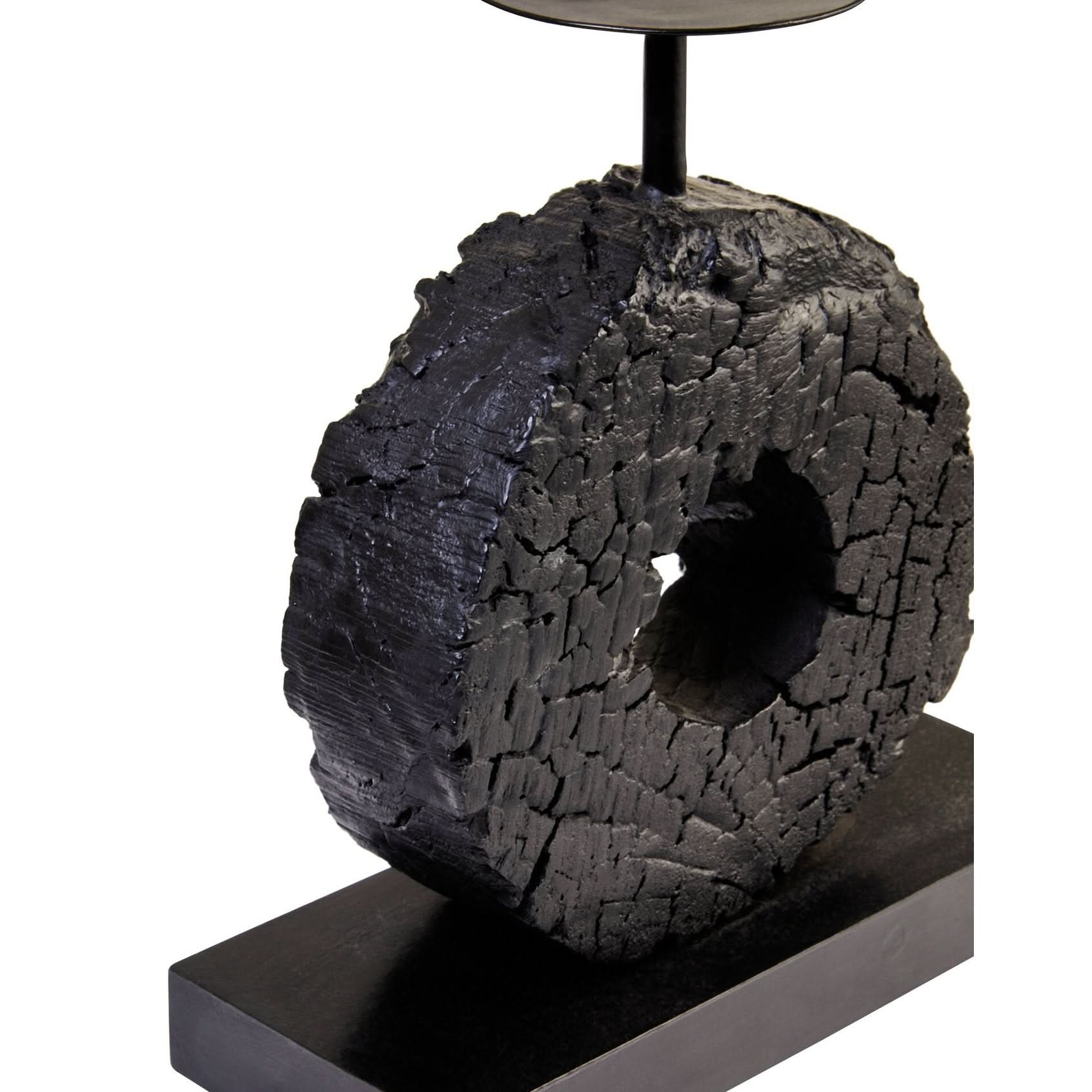 Fidel Small Charred Black Mango Wood Log Candle Holder   Nicholas John Interiors