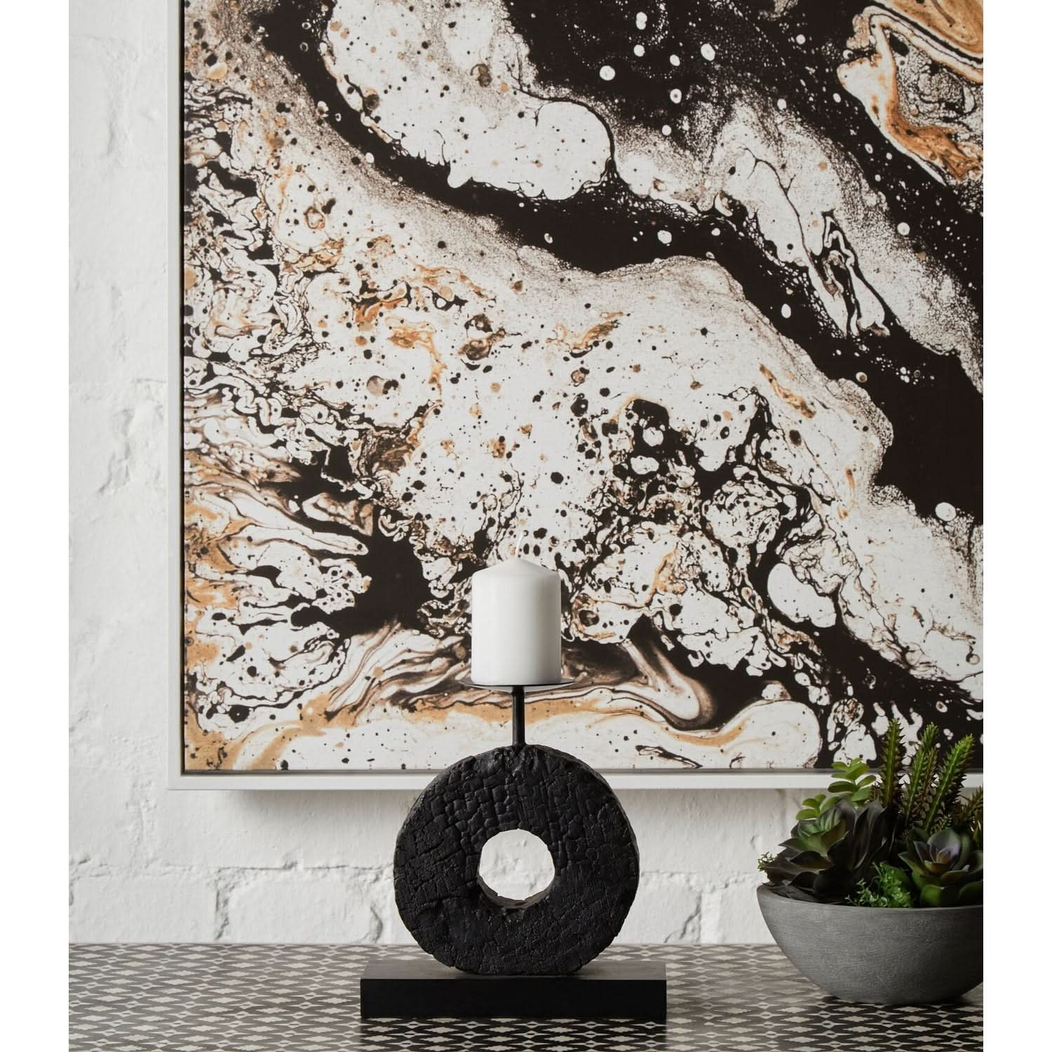 Fidel Small Charred Black Mango Wood Log Candle Holder   Nicholas John Interiors
