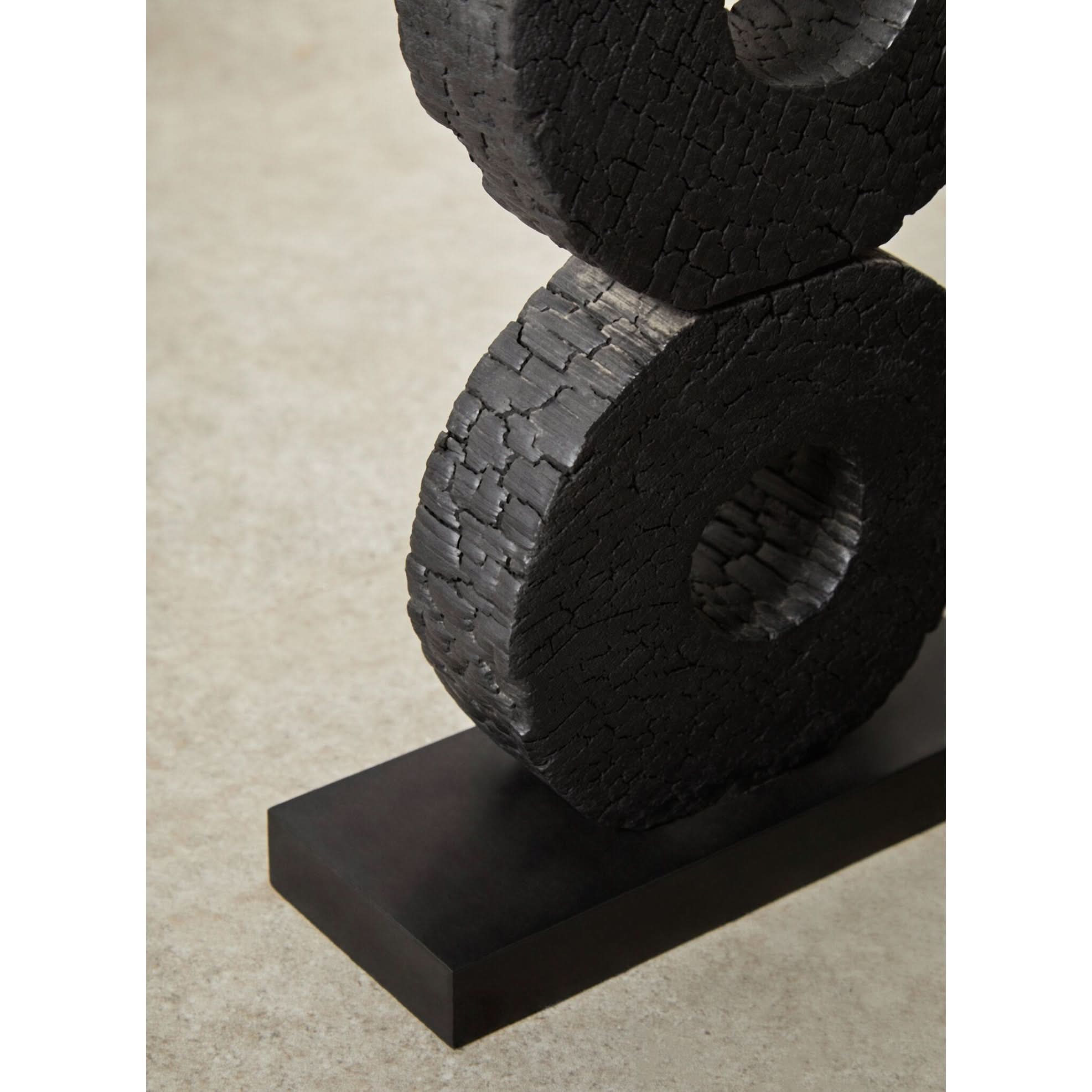 Fidel Large Charred Black Mango Wood Log Candle Holder   Nicholas John Interiors