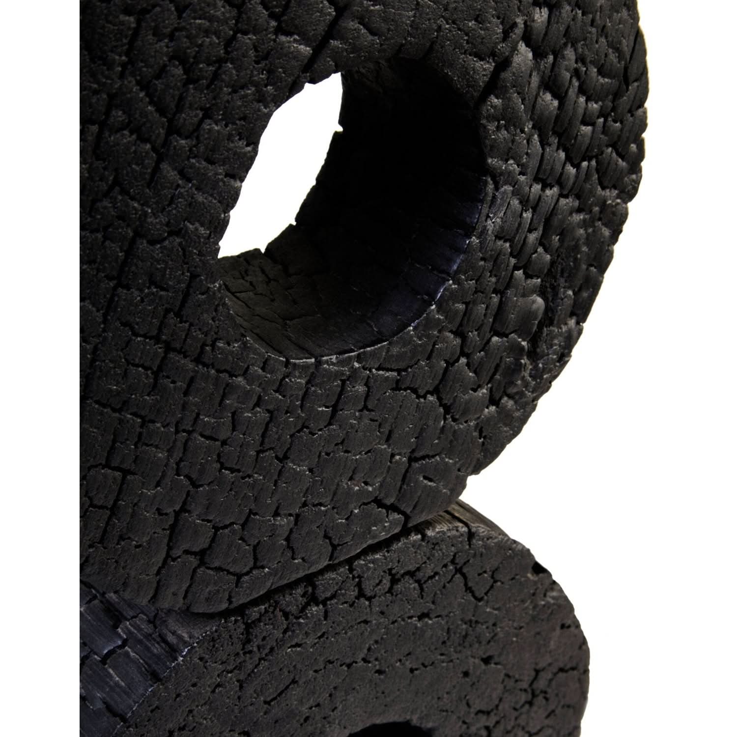 Fidel Large Charred Black Mango Wood Log Candle Holder   Nicholas John Interiors
