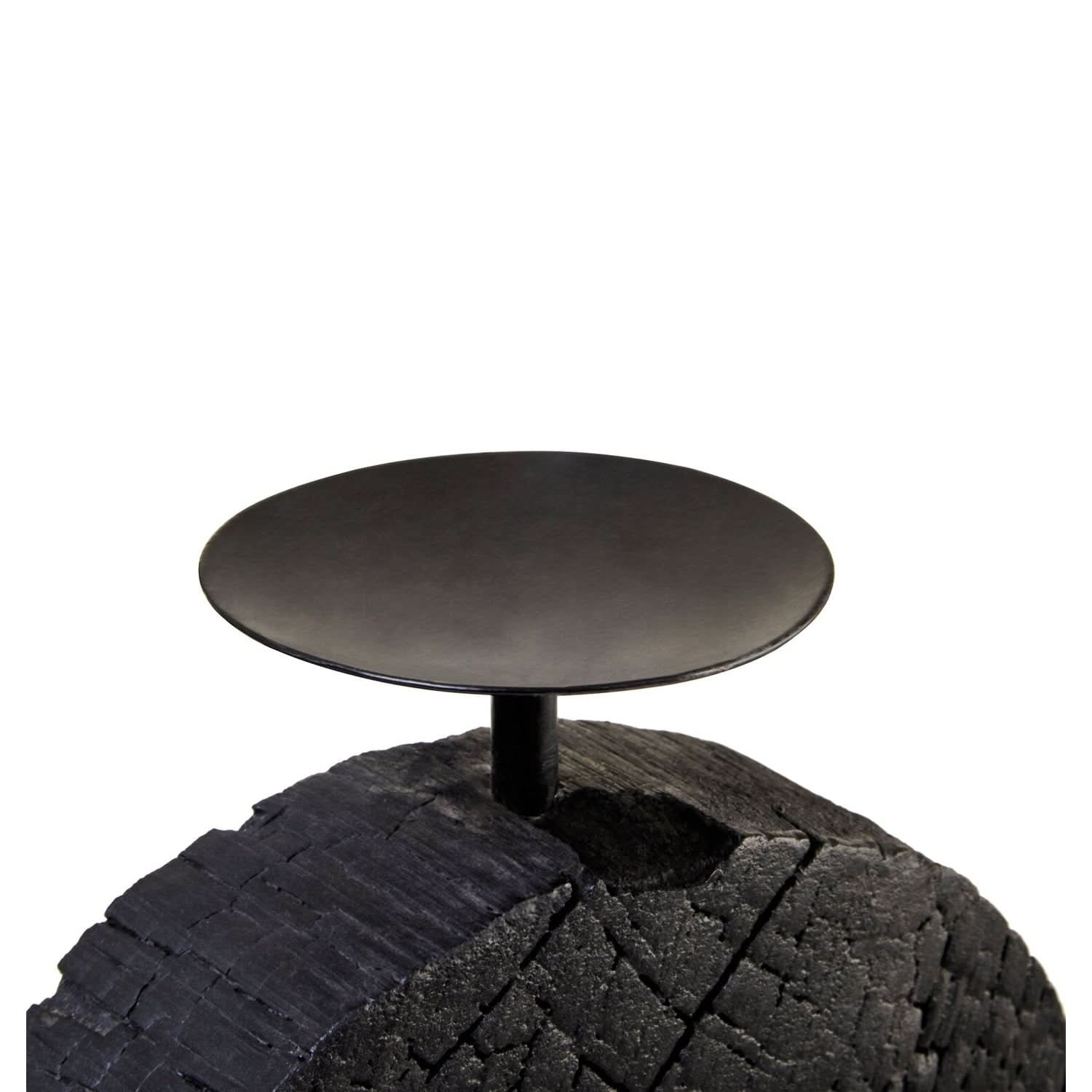 Fidel Large Charred Black Mango Wood Log Candle Holder   Nicholas John Interiors