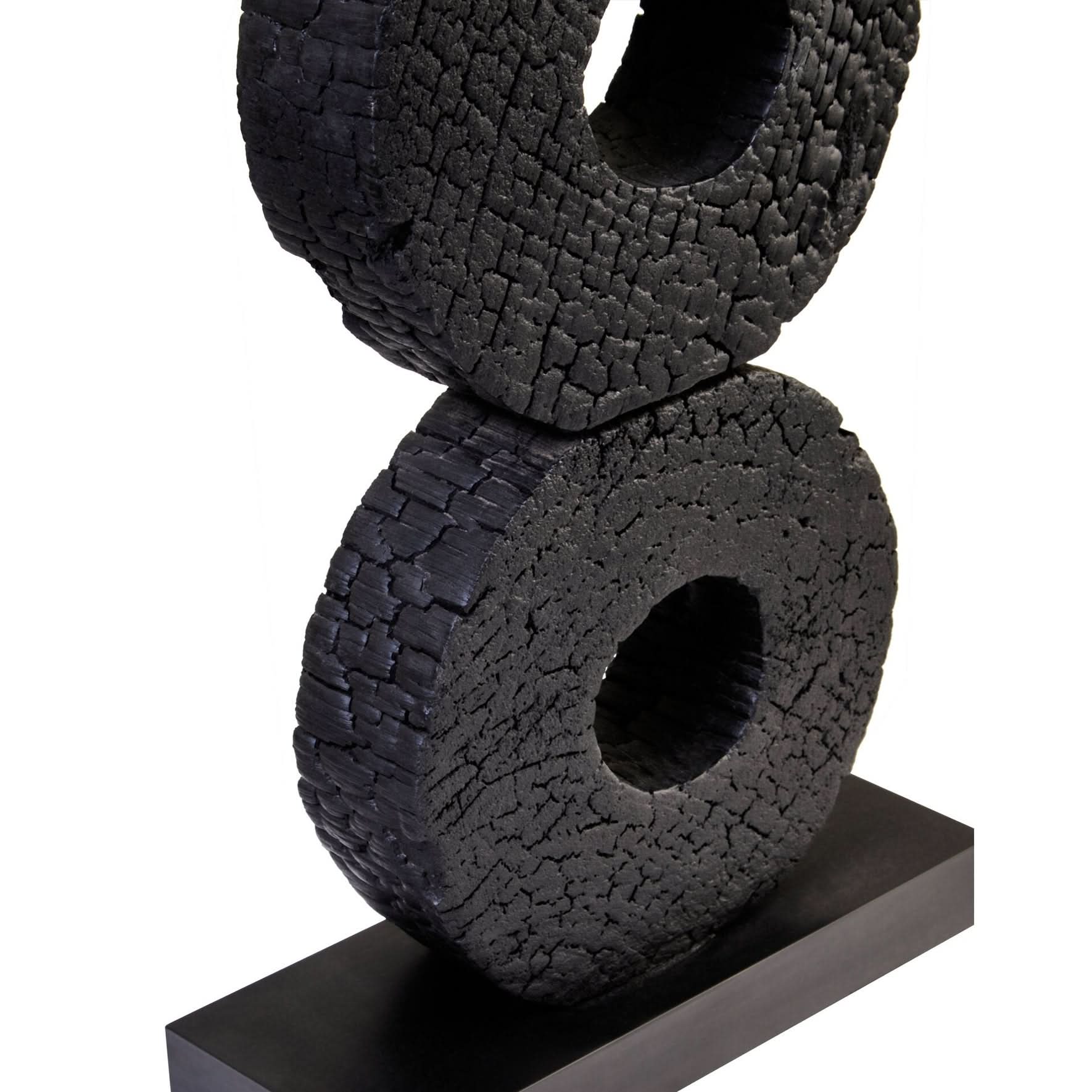 Fidel Large Charred Black Mango Wood Log Candle Holder   Nicholas John Interiors