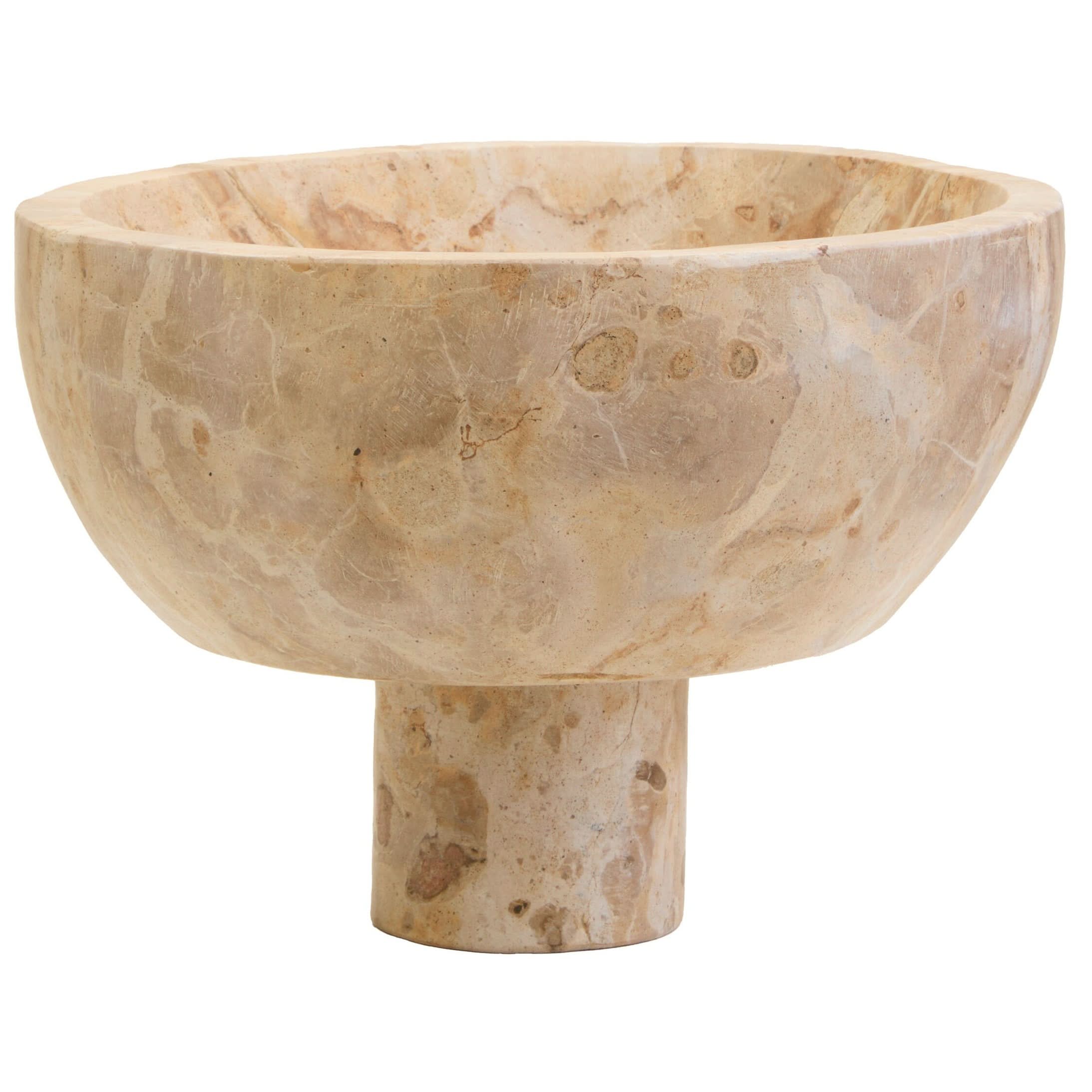 Santino Chocolate Marble Pedestal Bowl   Nicholas John Interiors