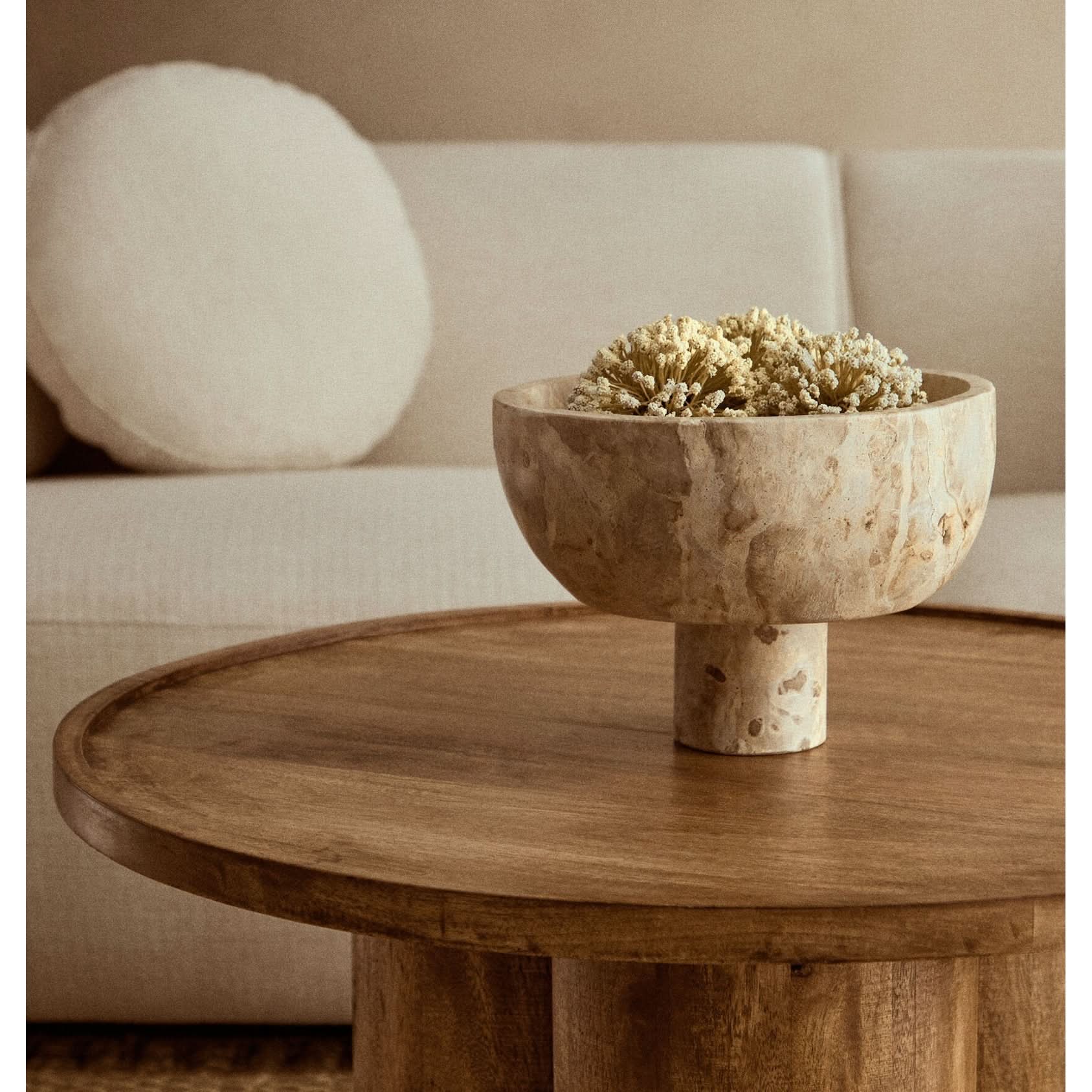 Santino Chocolate Marble Pedestal Bowl   Nicholas John Interiors