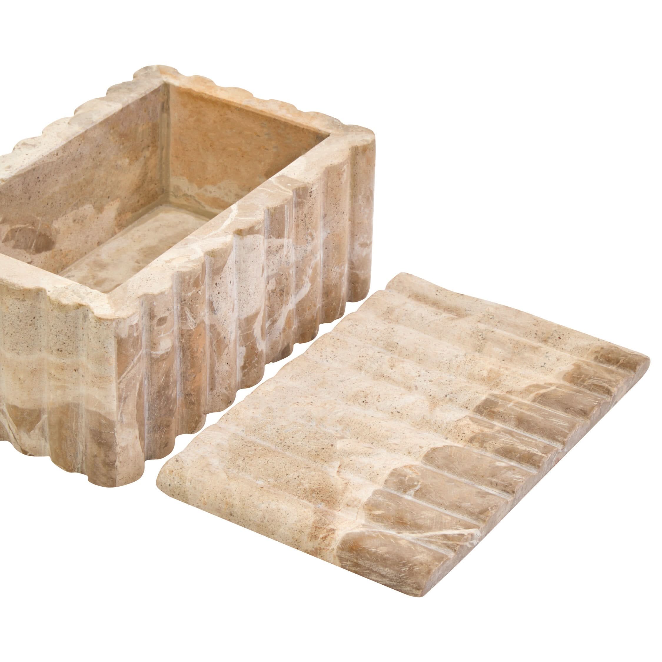Santino Rectangular Chocolate Marble Box   Nicholas John Interiors