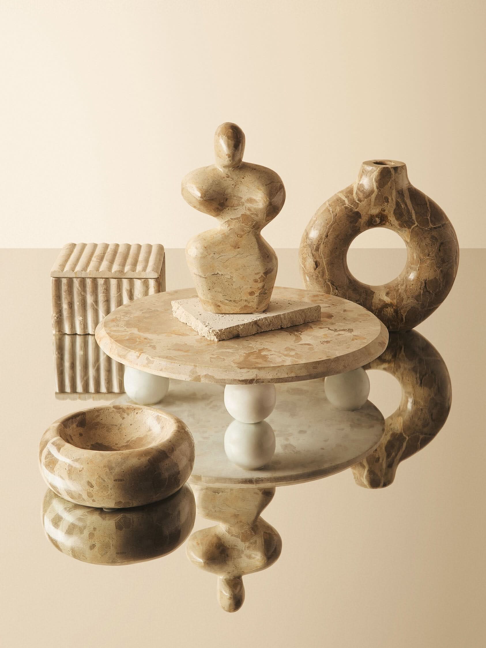Santino Square Chocolate Marble Box   Nicholas John Interiors