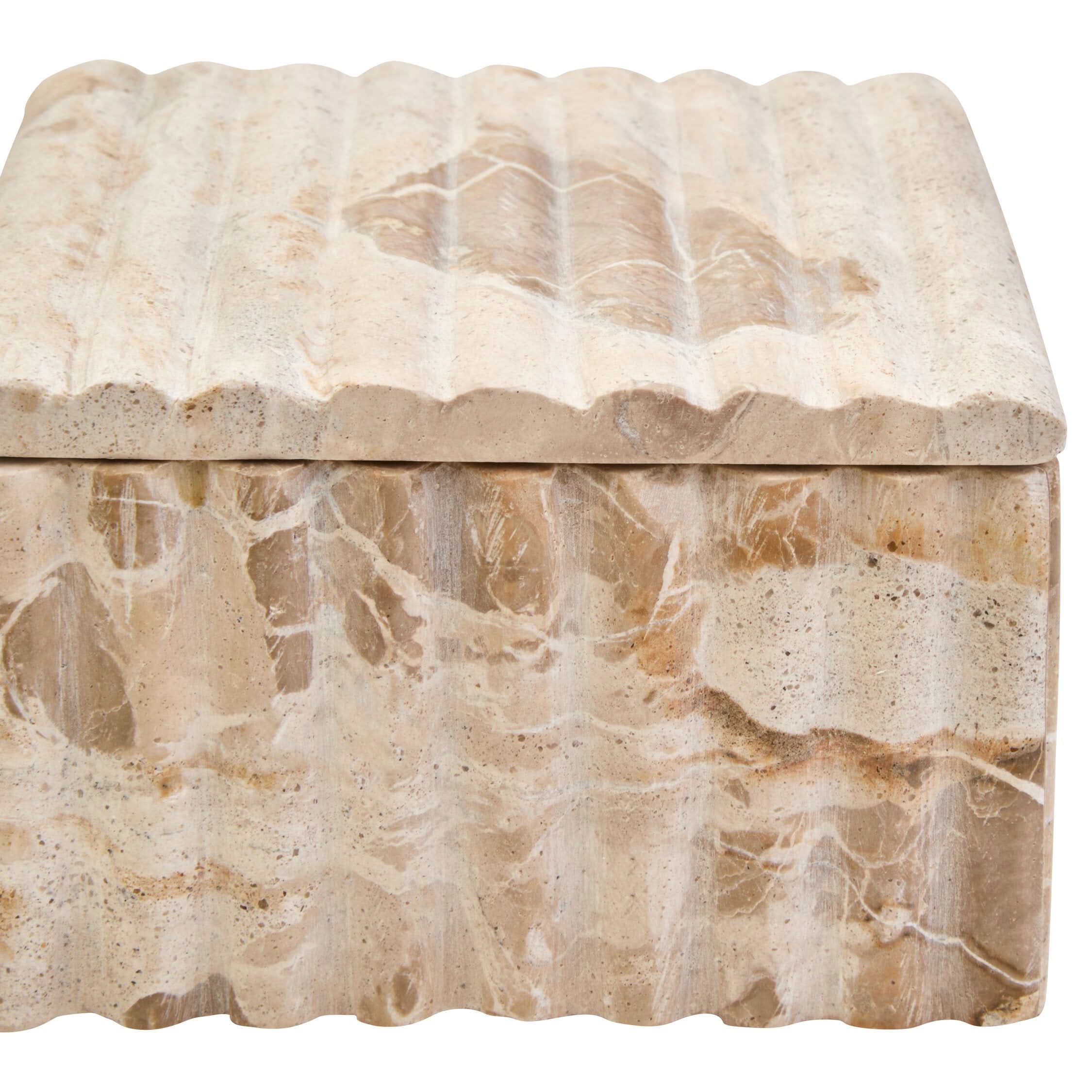 Santino Square Chocolate Marble Box   Nicholas John Interiors