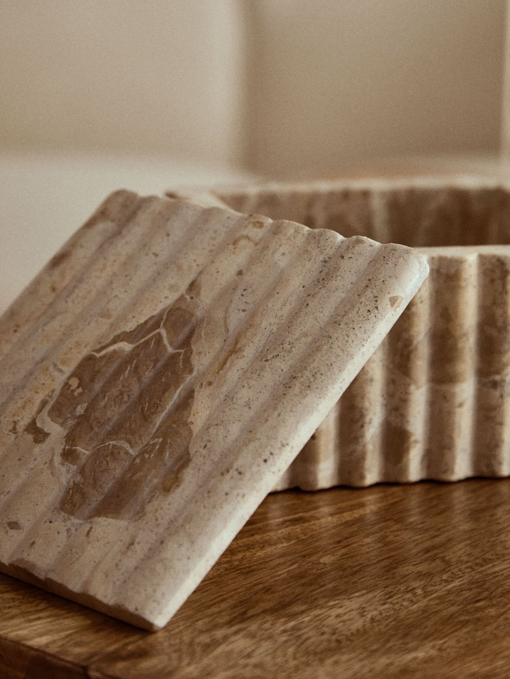 Santino Square Chocolate Marble Box   Nicholas John Interiors