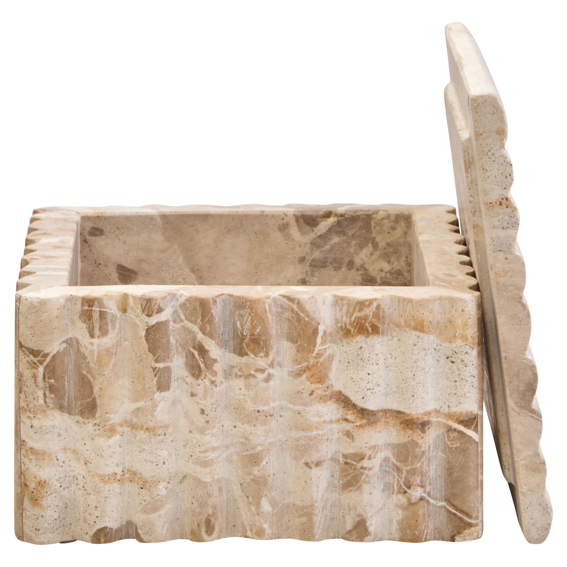 Santino Square Chocolate Marble Box   Nicholas John Interiors