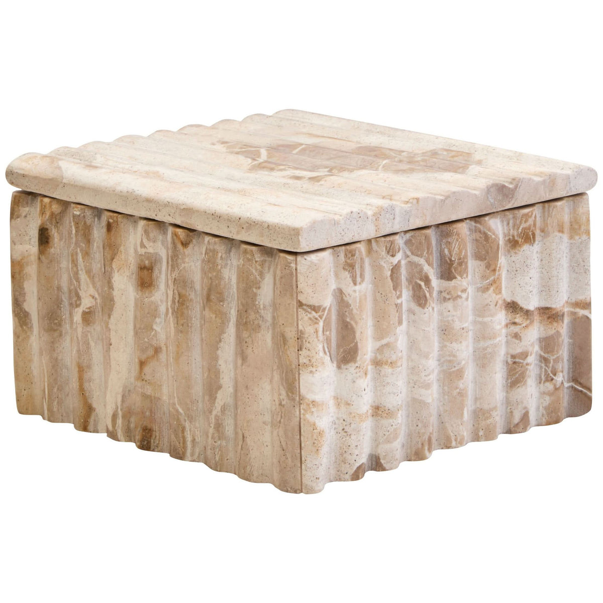 Santino Square Chocolate Marble Box   Nicholas John Interiors