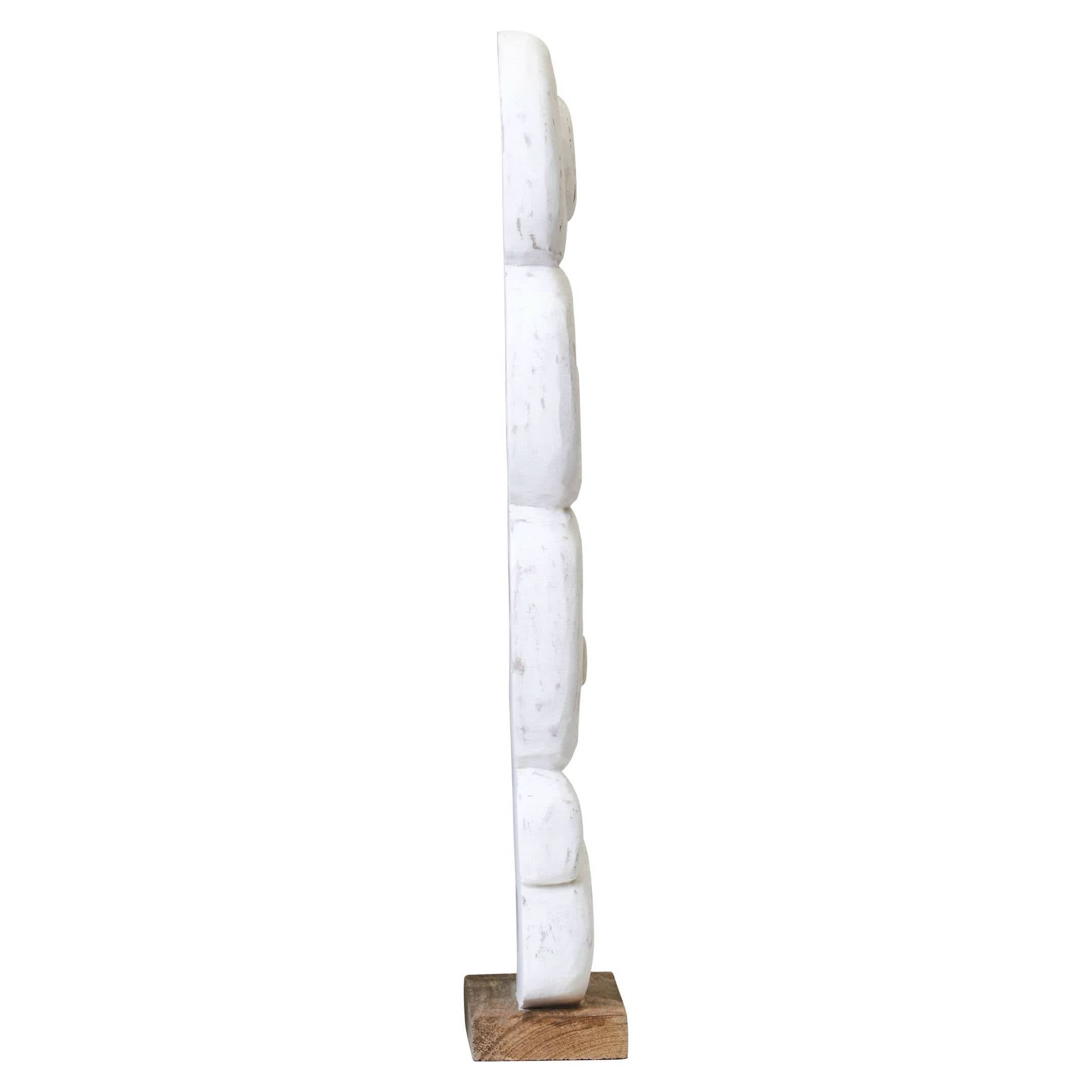 Fidel Rustic White Mango Wood Ring Sculpture   Nicholas John Interiors