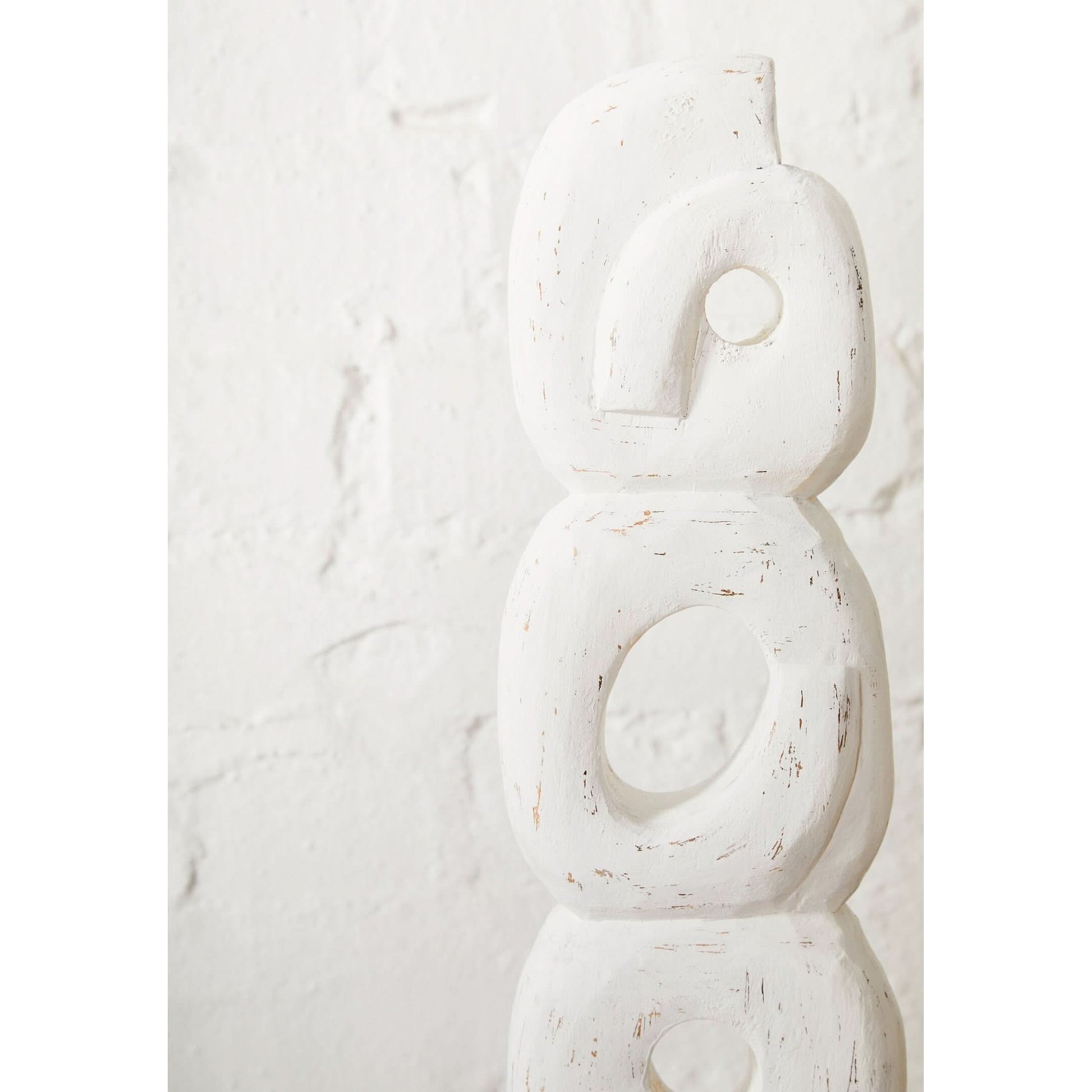 Fidel Rustic White Mango Wood Ring Sculpture   Nicholas John Interiors