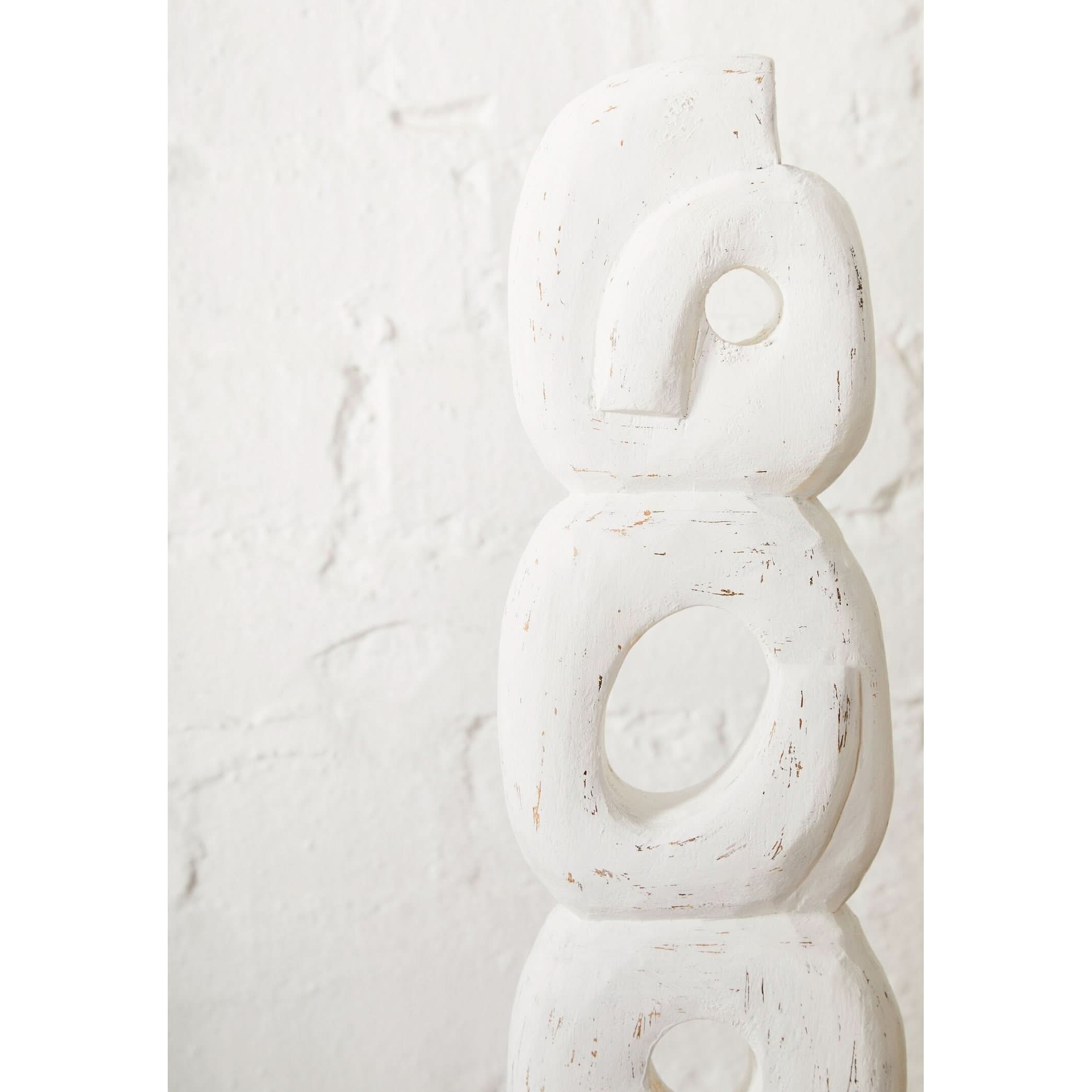 Fidel Rustic White Mango Wood Ring Sculpture   Nicholas John Interiors