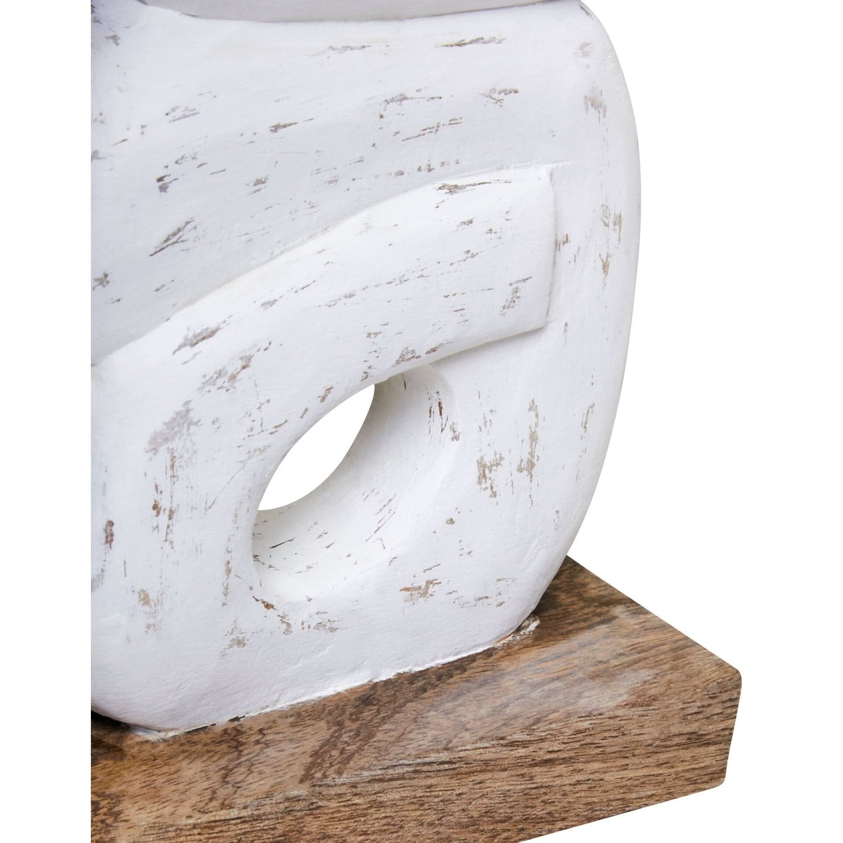 Fidel Rustic White Mango Wood Ring Sculpture   Nicholas John Interiors