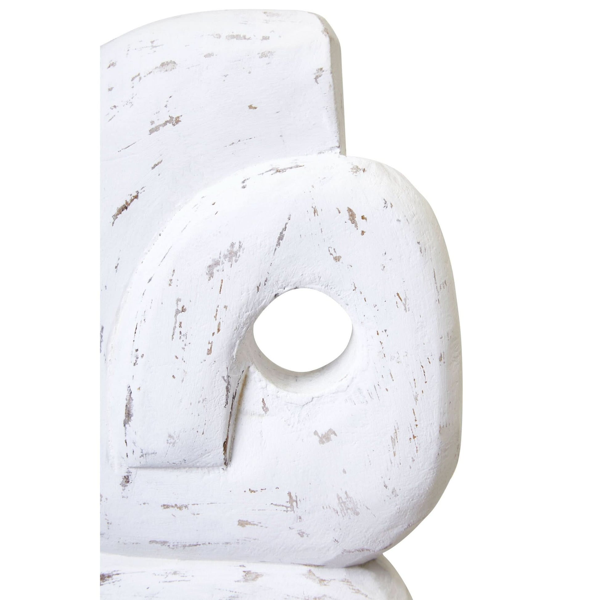 Fidel Rustic White Mango Wood Ring Sculpture   Nicholas John Interiors