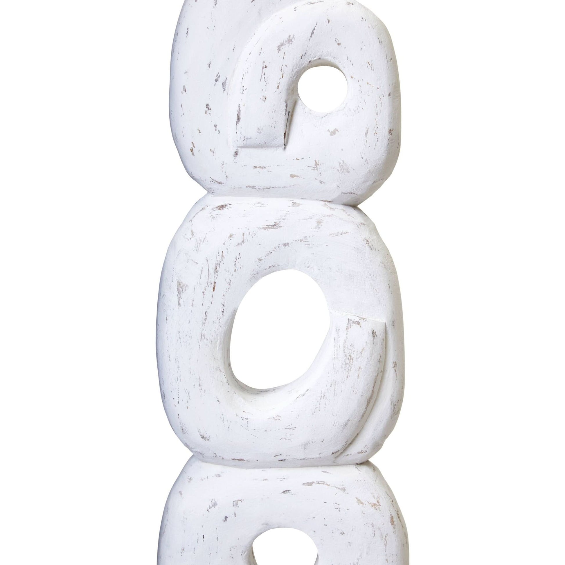 Fidel Rustic White Mango Wood Ring Sculpture   Nicholas John Interiors