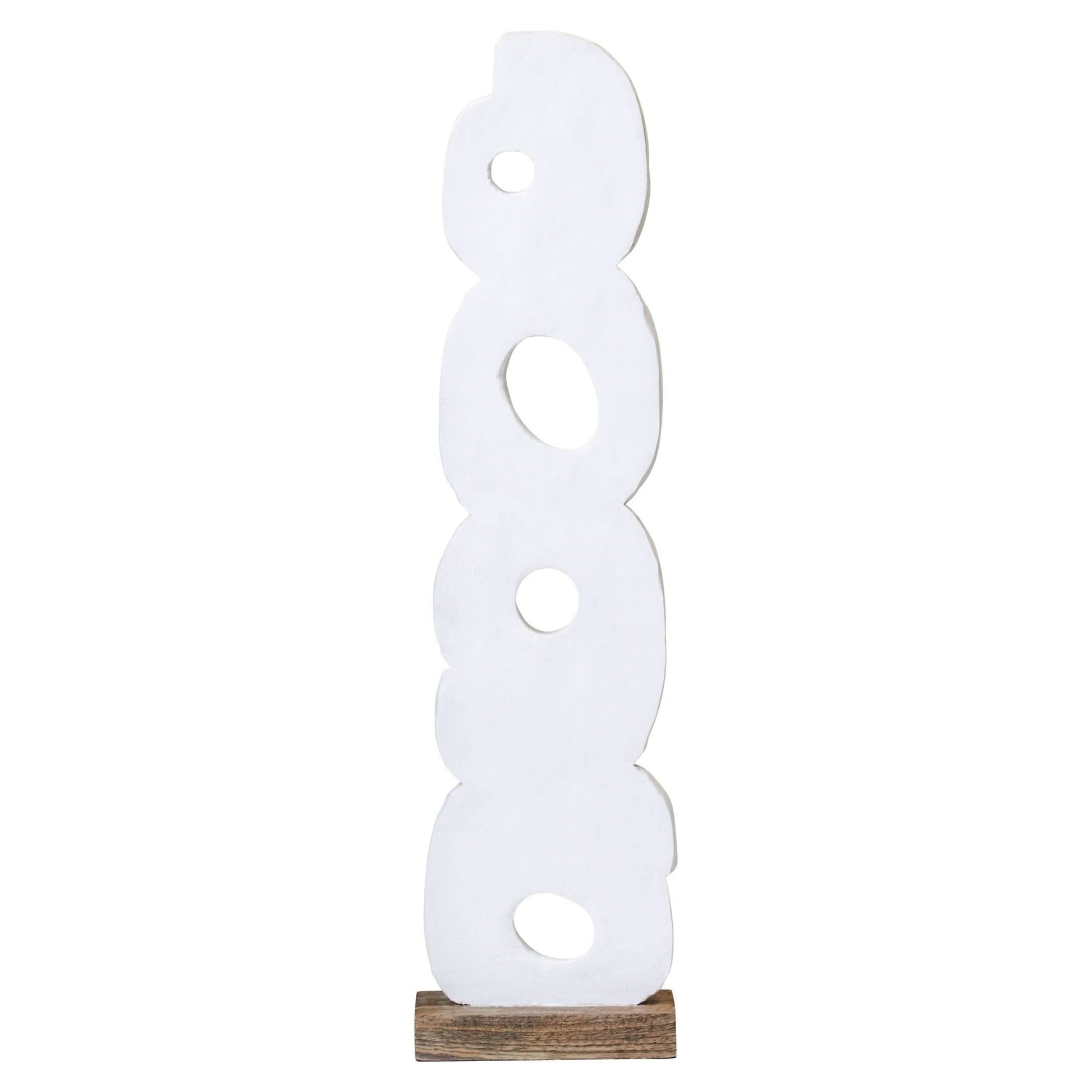 Fidel Rustic White Mango Wood Ring Sculpture   Nicholas John Interiors
