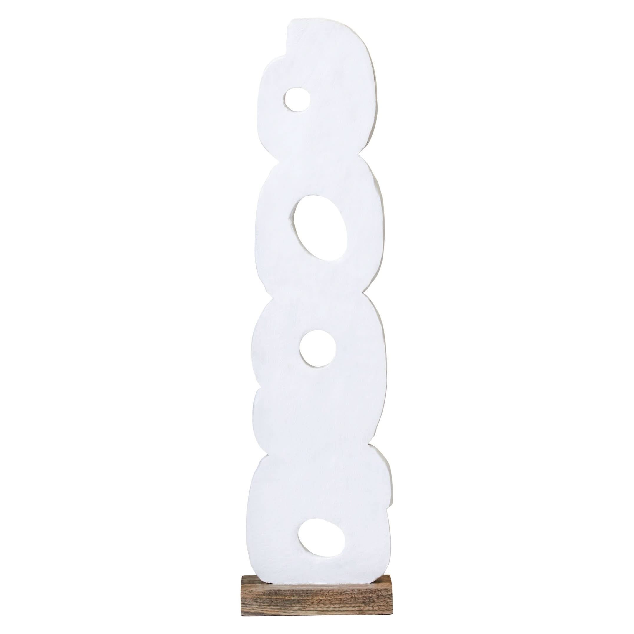 Fidel Rustic White Mango Wood Ring Sculpture   Nicholas John Interiors