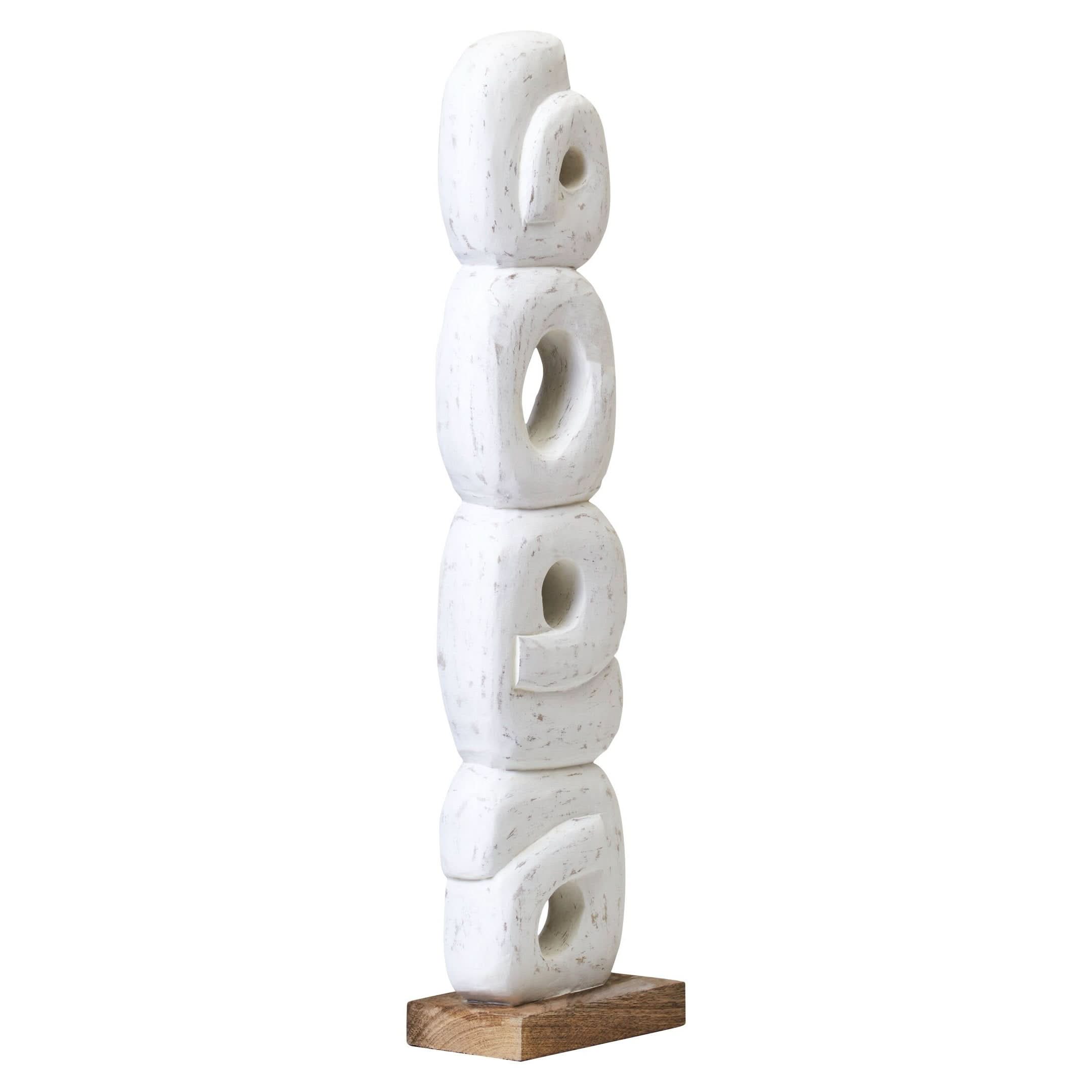 Fidel Rustic White Mango Wood Ring Sculpture   Nicholas John Interiors
