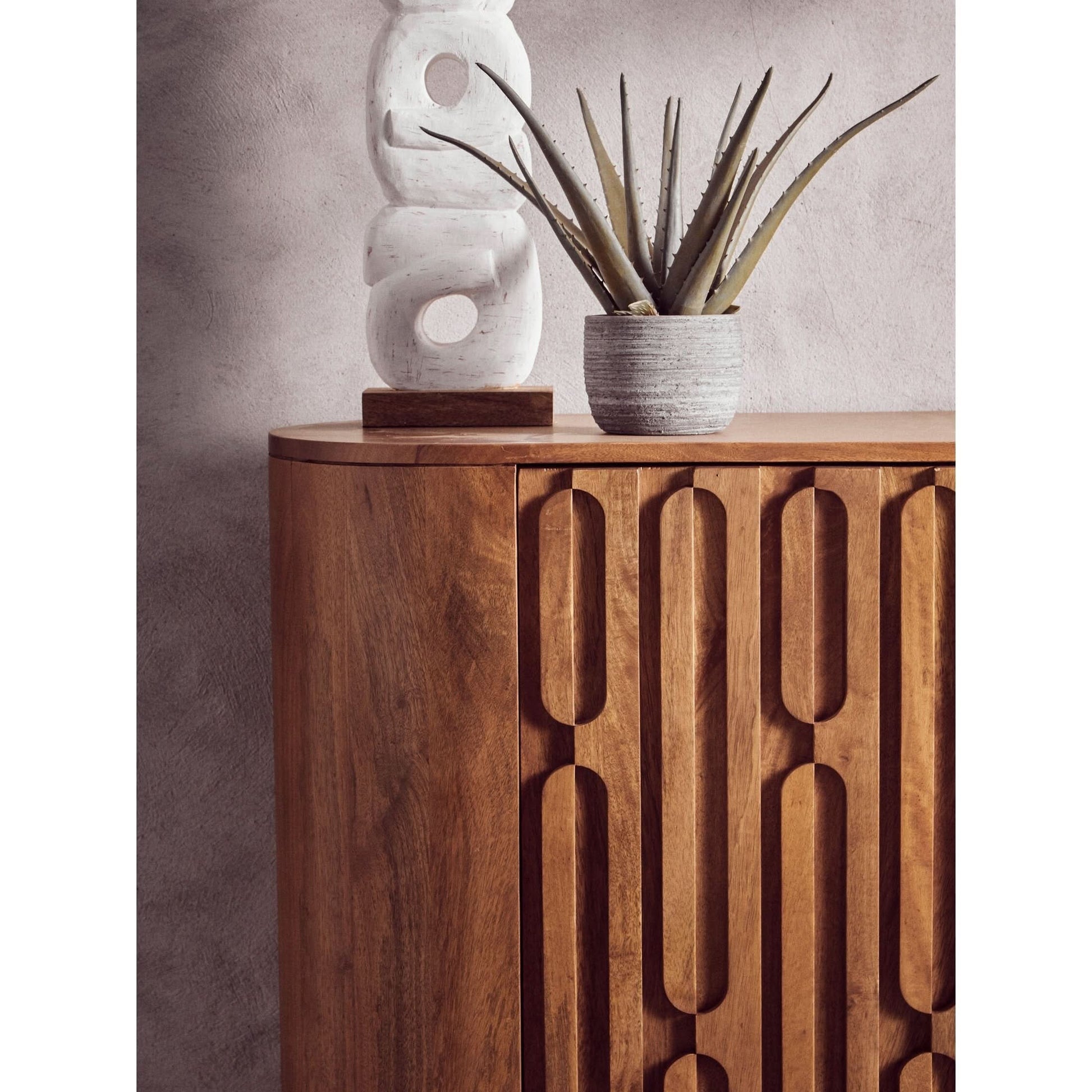 Fidel Rustic White Mango Wood Ring Sculpture   Nicholas John Interiors