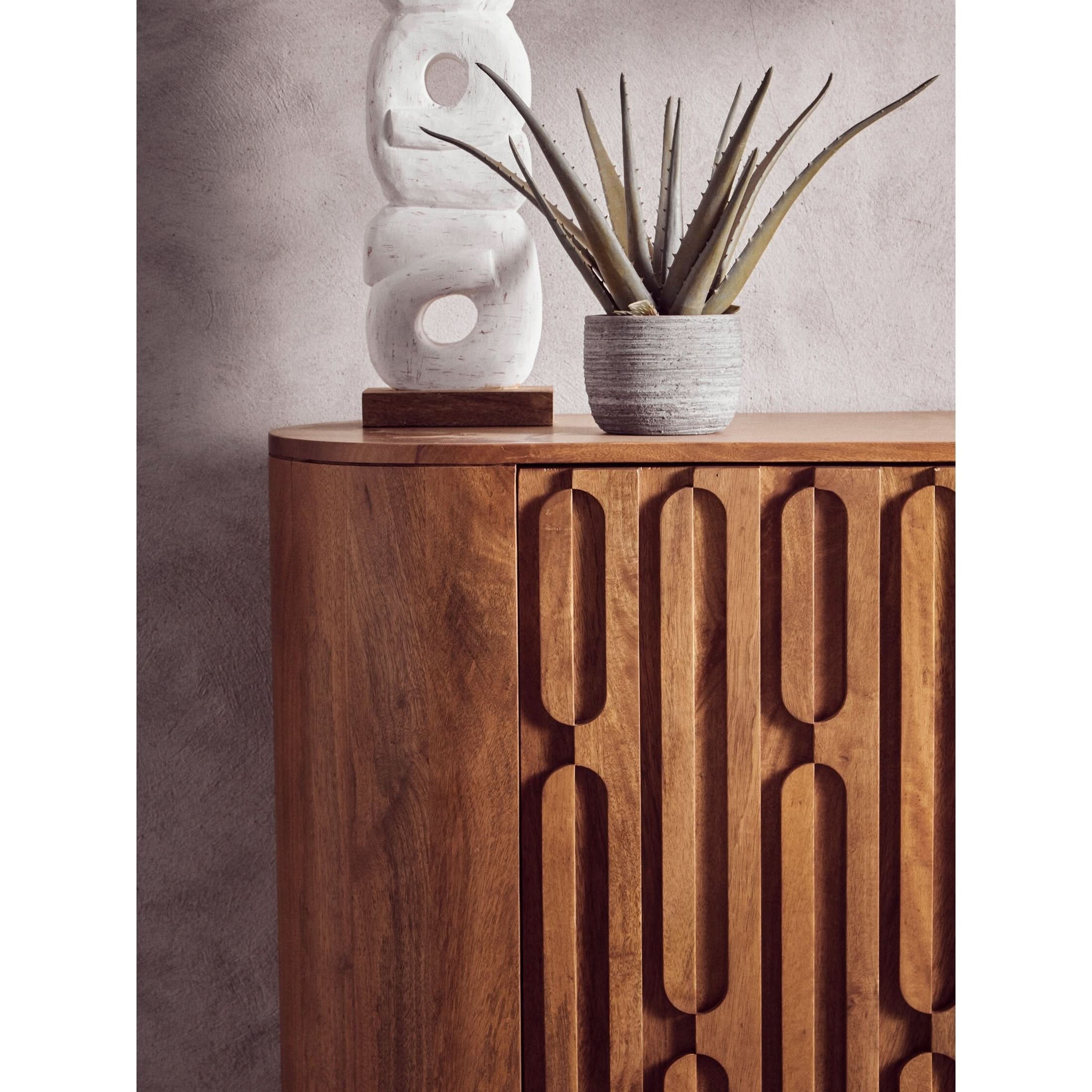Fidel Rustic White Mango Wood Ring Sculpture   Nicholas John Interiors