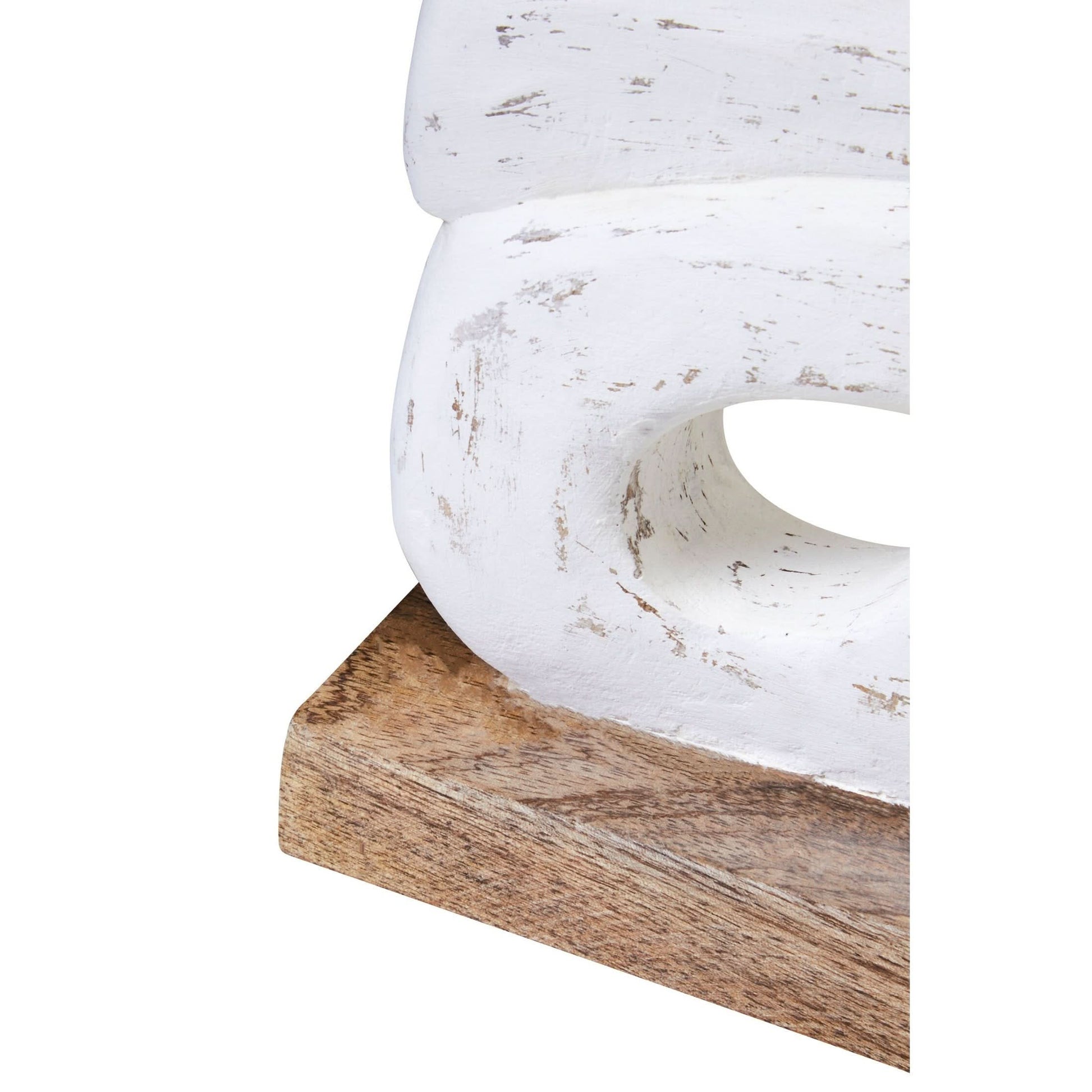 Fidel Rustic White Mango Wood Ring Sculpture   Nicholas John Interiors