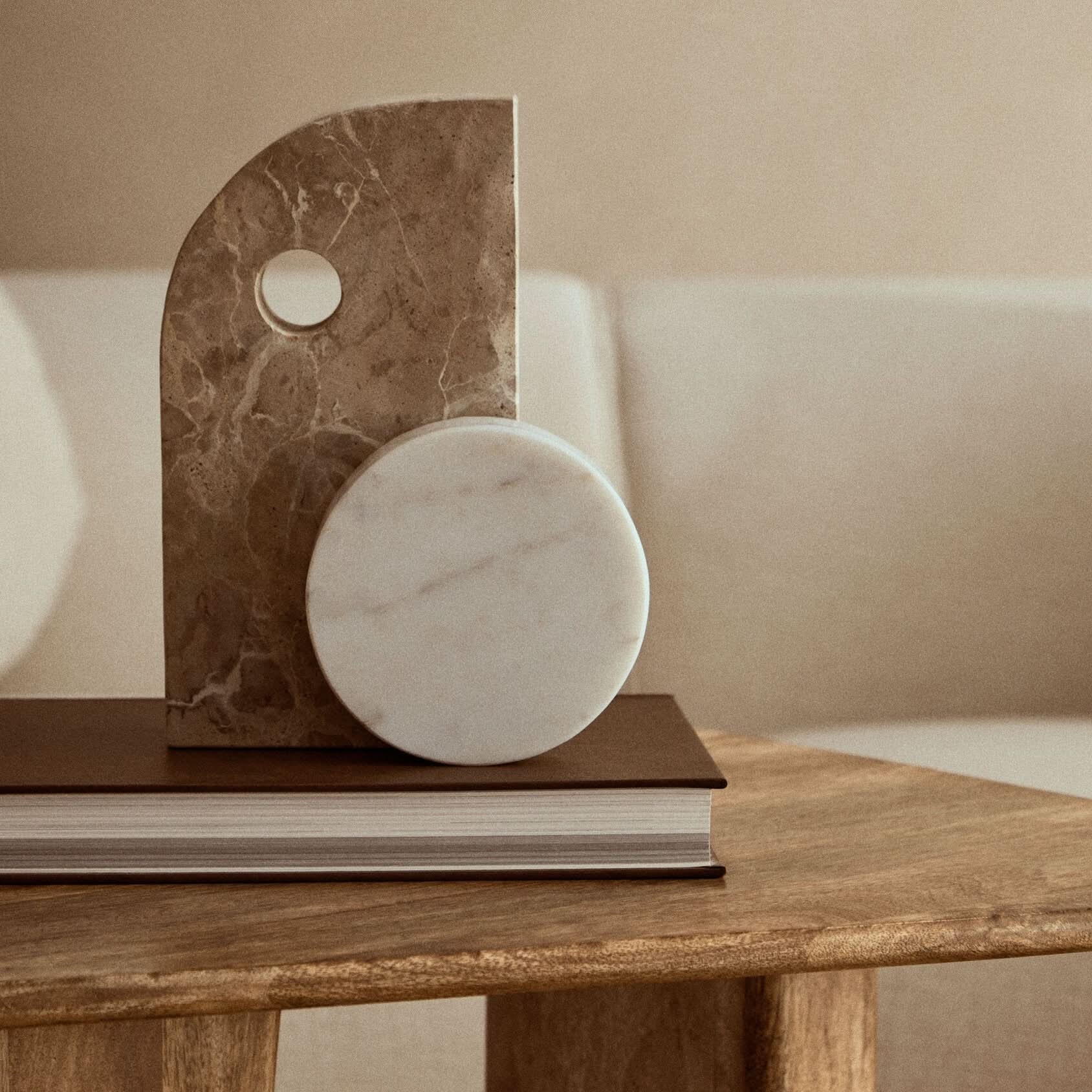 Santino Chocolate and White Marble Sculpture   Nicholas John Interiors