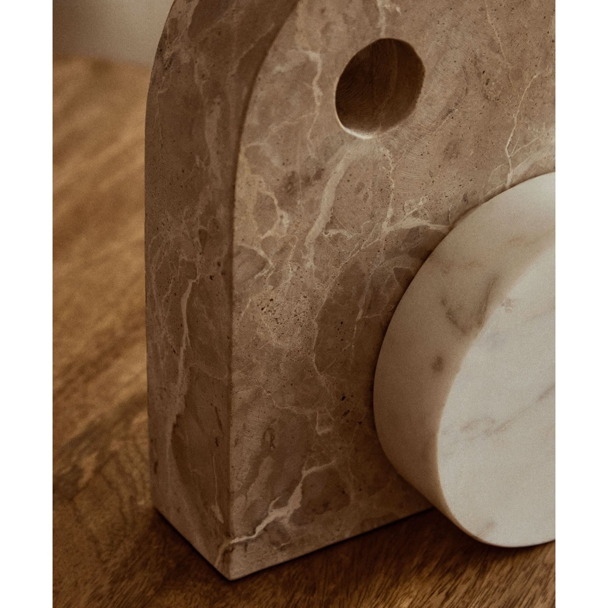 Santino Chocolate and White Marble Sculpture   Nicholas John Interiors