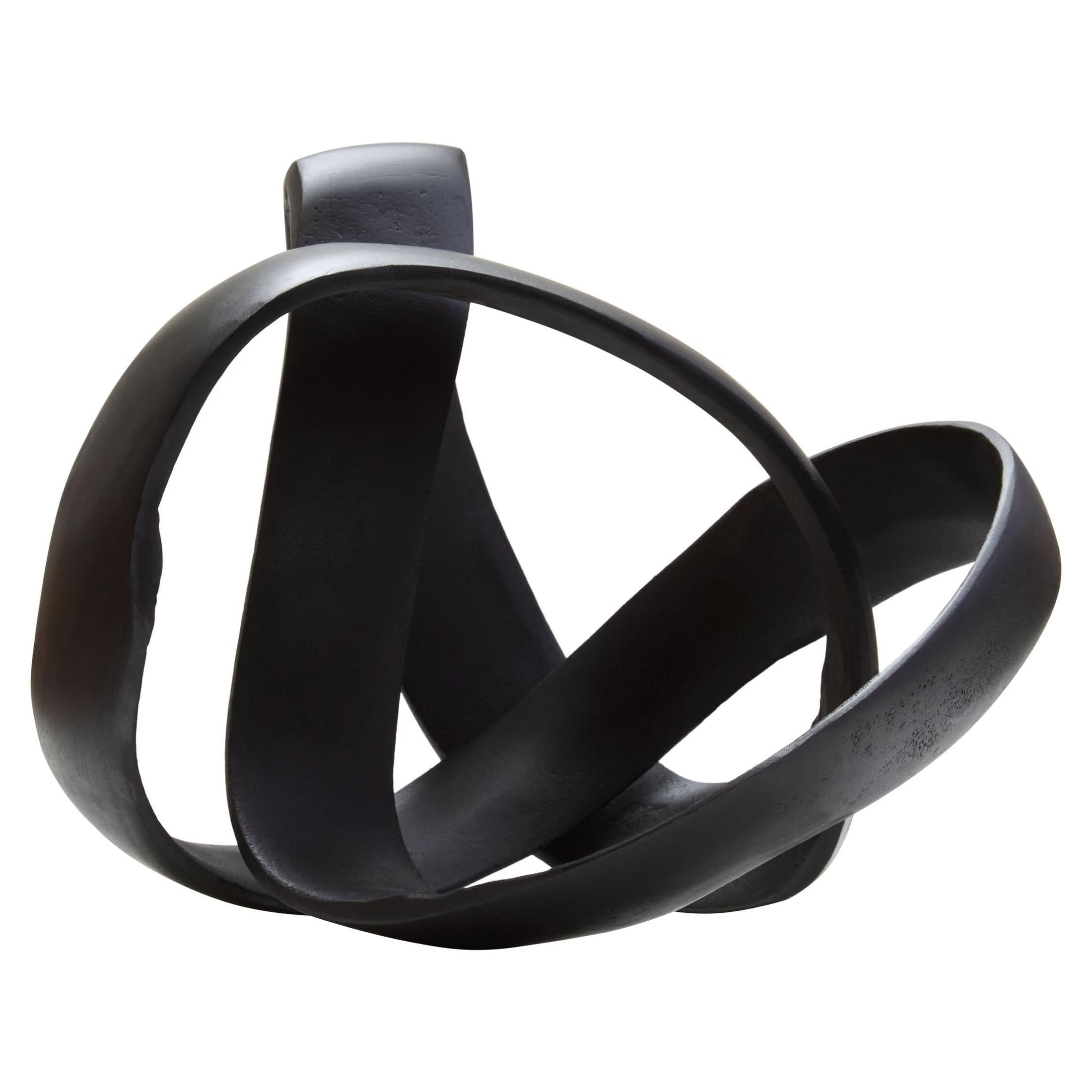 Prato Matt Black Nickel Finish Knot Sculpture   Nicholas John Interiors
