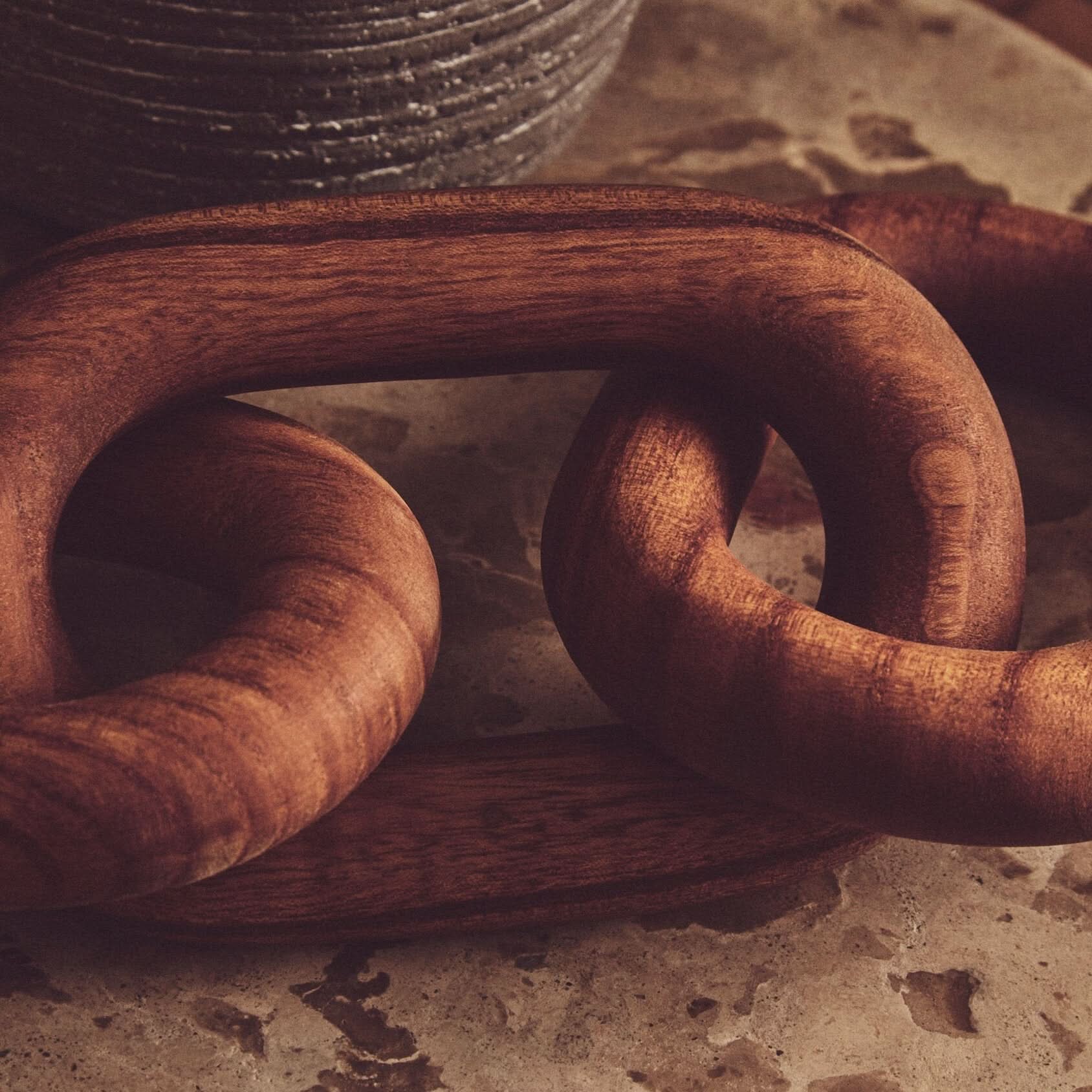Cato Brown Wood 3 Link Chain Decor   Nicholas John Interiors